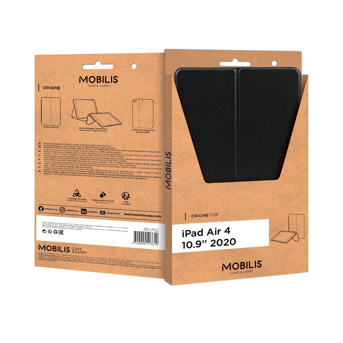 Mobilis ACTIV+ iPad Air 10,9 Hülle schwarz mit Standfunktion