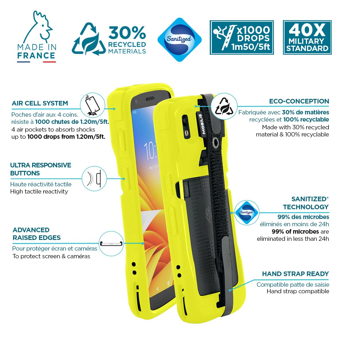 Mobilis PROTECH Zebra TC22 TC27 Hülle gelb Handschlaufe