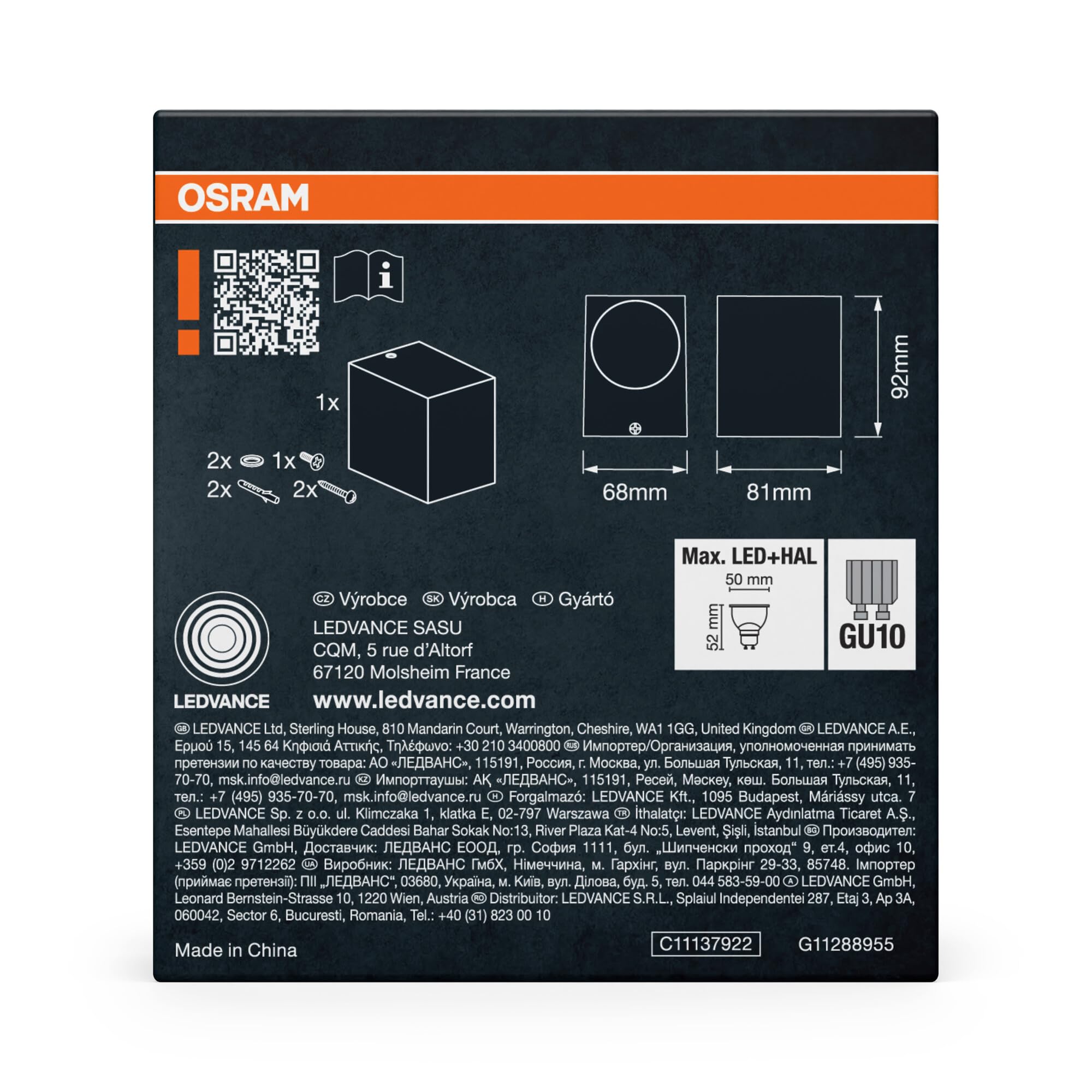 OSRAM SMART+ ENDURA Square Down Wandleuchte weiss GU10 IP44
