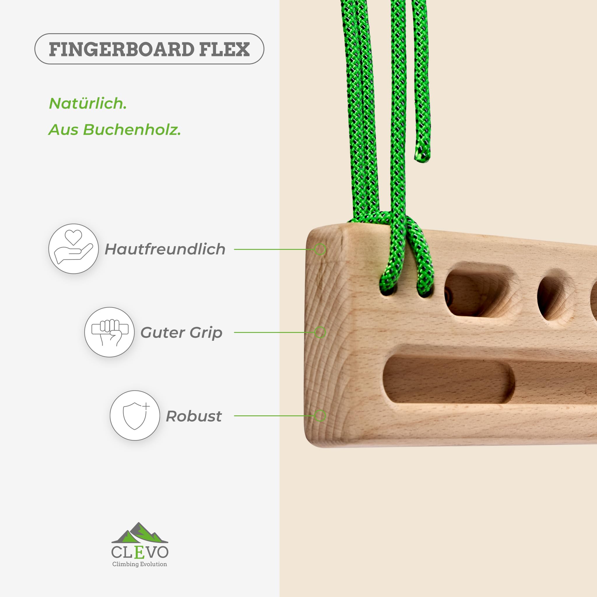 Clevo Fingerboard Flex Hangboard Holz 2 Griffreihen