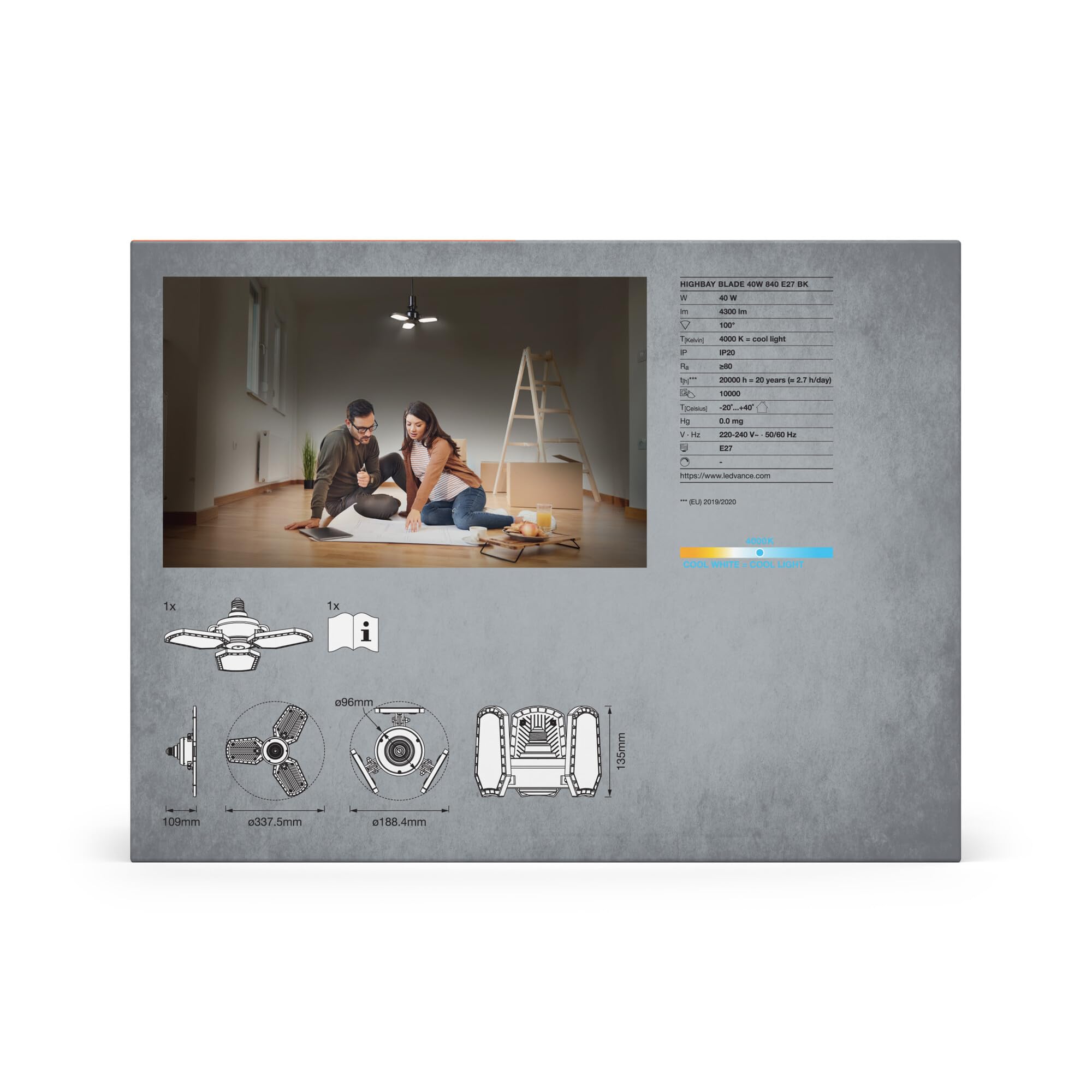 ams OSRAM SMART+ Highbay Blade Deckenlampe Schwarz 45W neutralweiss