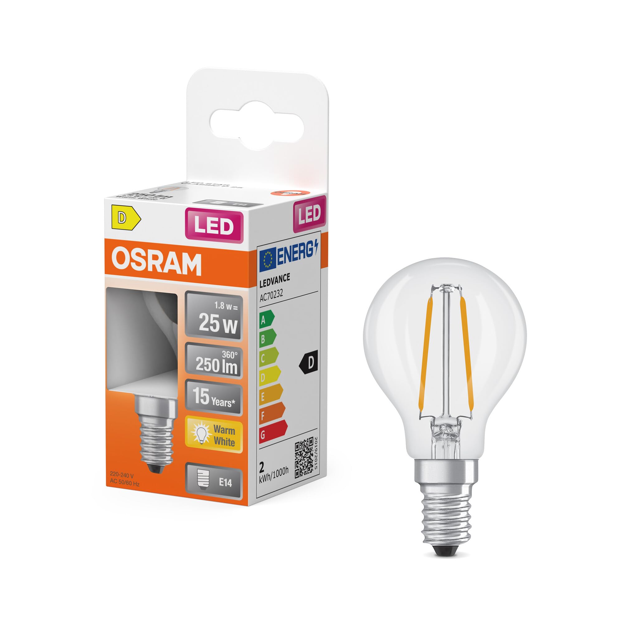 OSRAM SMART+ Star B40 LED-Kerzenlampe E14 klar 2er-Pack