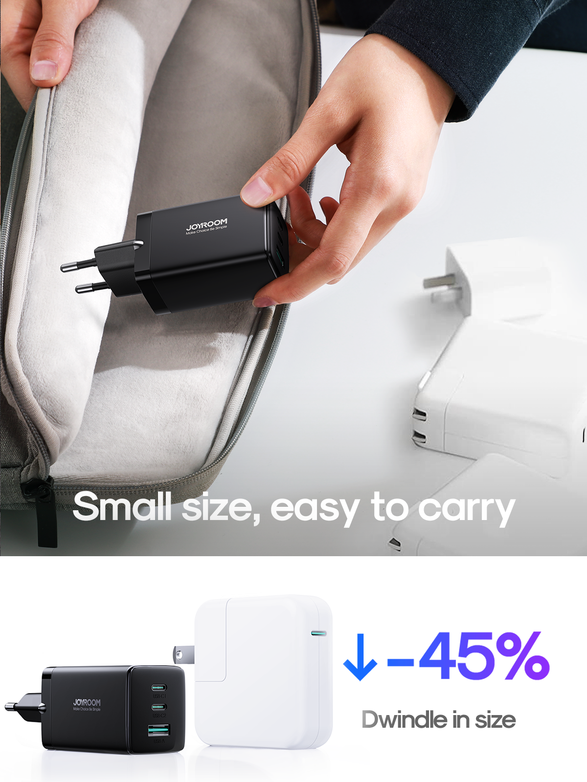 JOYROOM Chargers JR-TCG01 Ladegerät 65W GaN schwarz