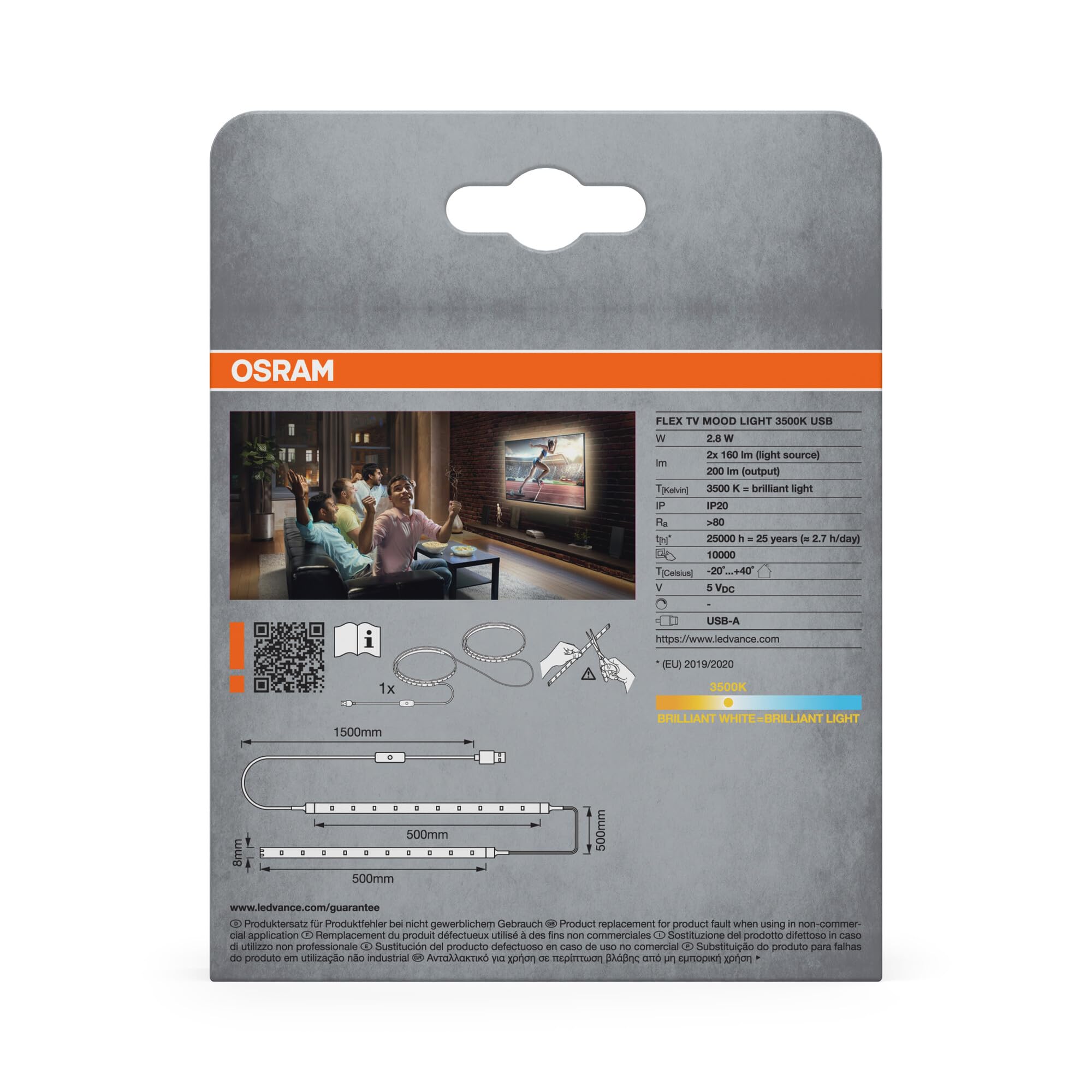 ams OSRAM SMART+ Flex TV LED-Streifen warmweiß 150cm USB