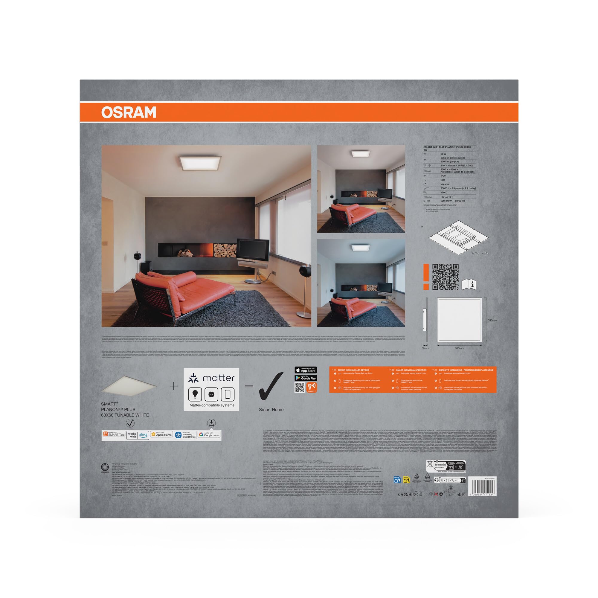 OSRAM SMART+ Planon Plus LED-Panel 60x60 tunable white