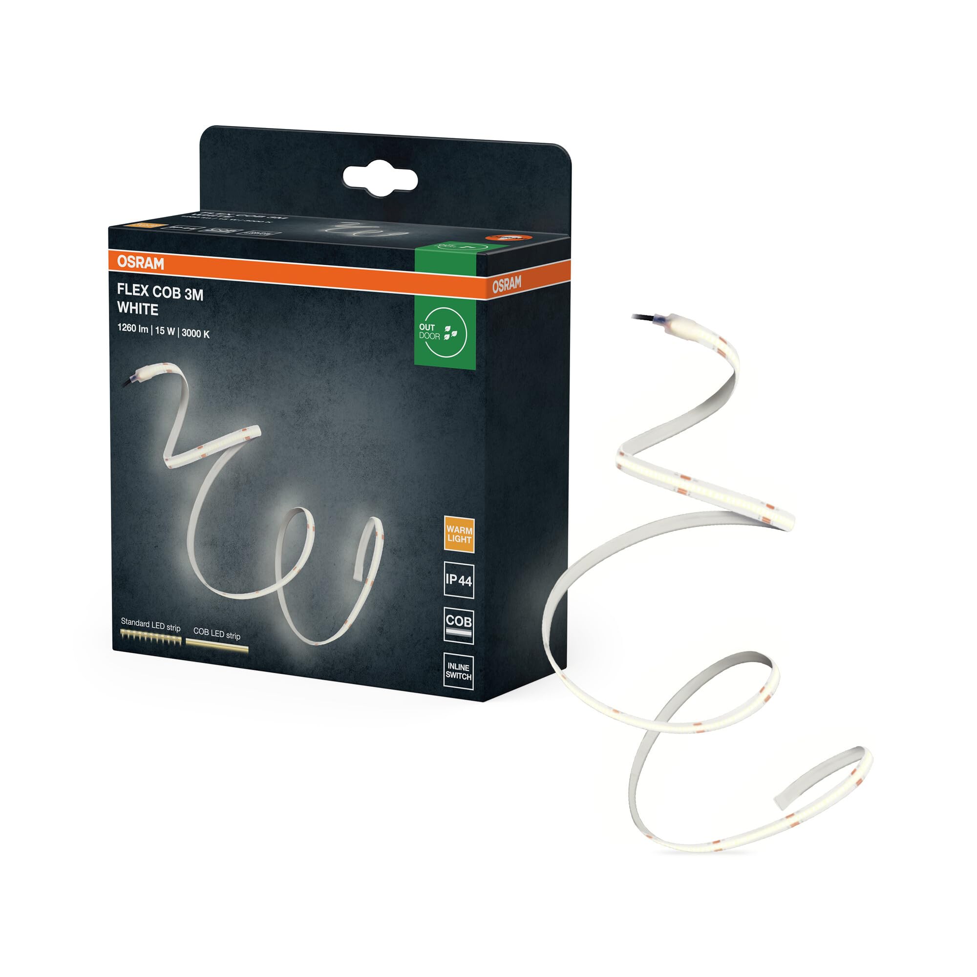 ams OSRAM Flex COB Outdoor LED-Streifen 3m warmweiß IP44