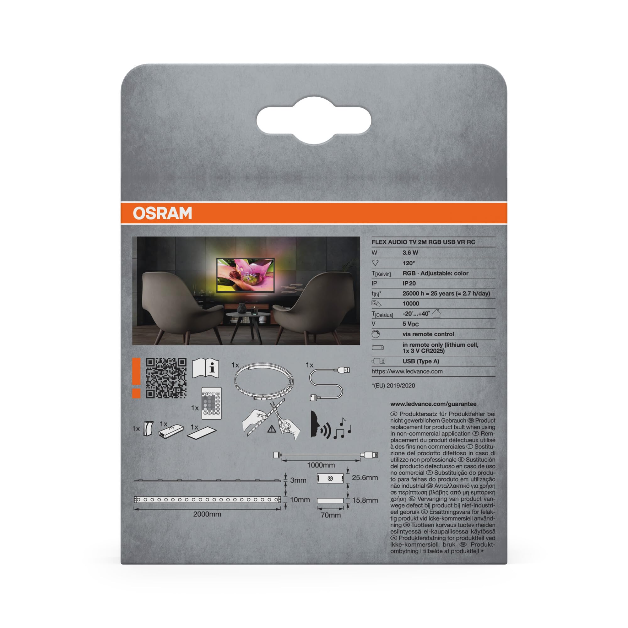 OSRAM FLEX AUDIO TV LED-Streifen 2m weiß 55lm