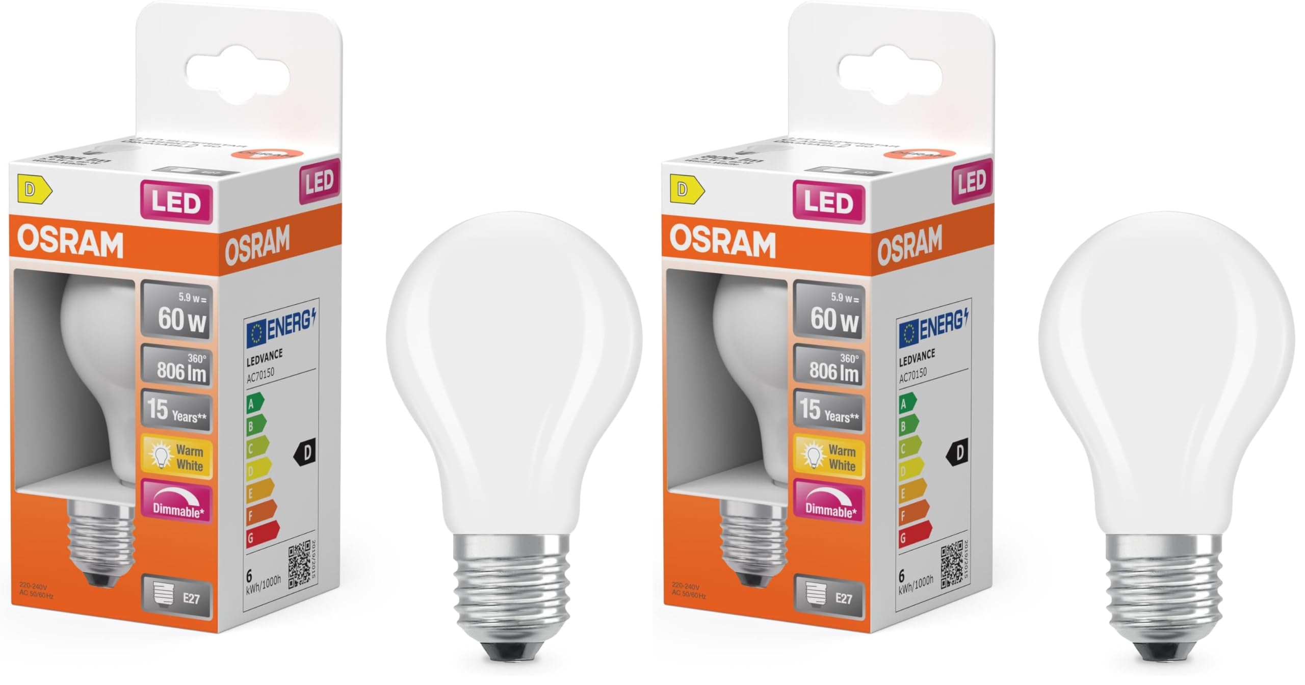 ams OSRAM Superstar LED A60 DIM E27 5,9W Klar 1er-Pack