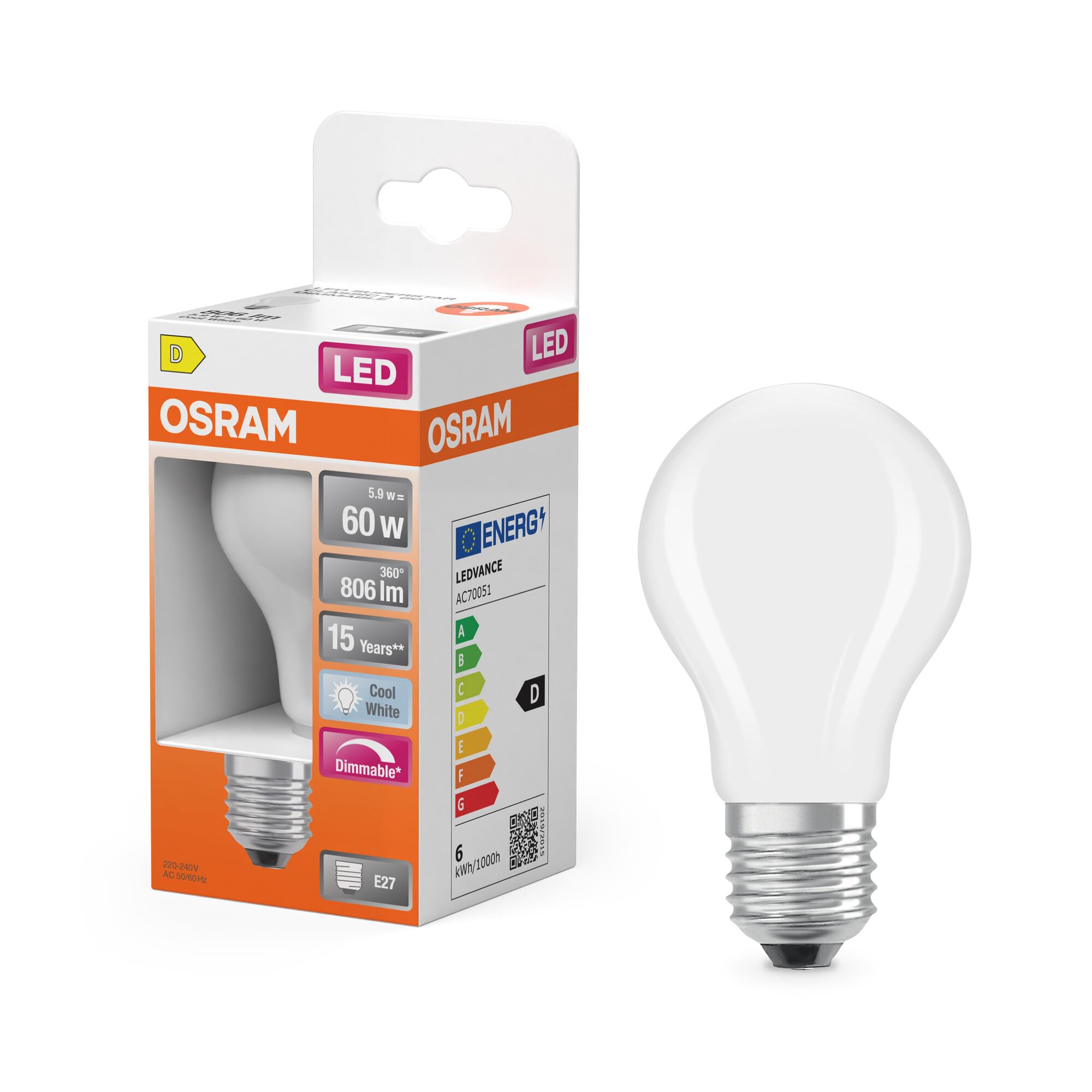 ams OSRAM Superstar Classic A 60 Filament LED-Lampe E27 4000K