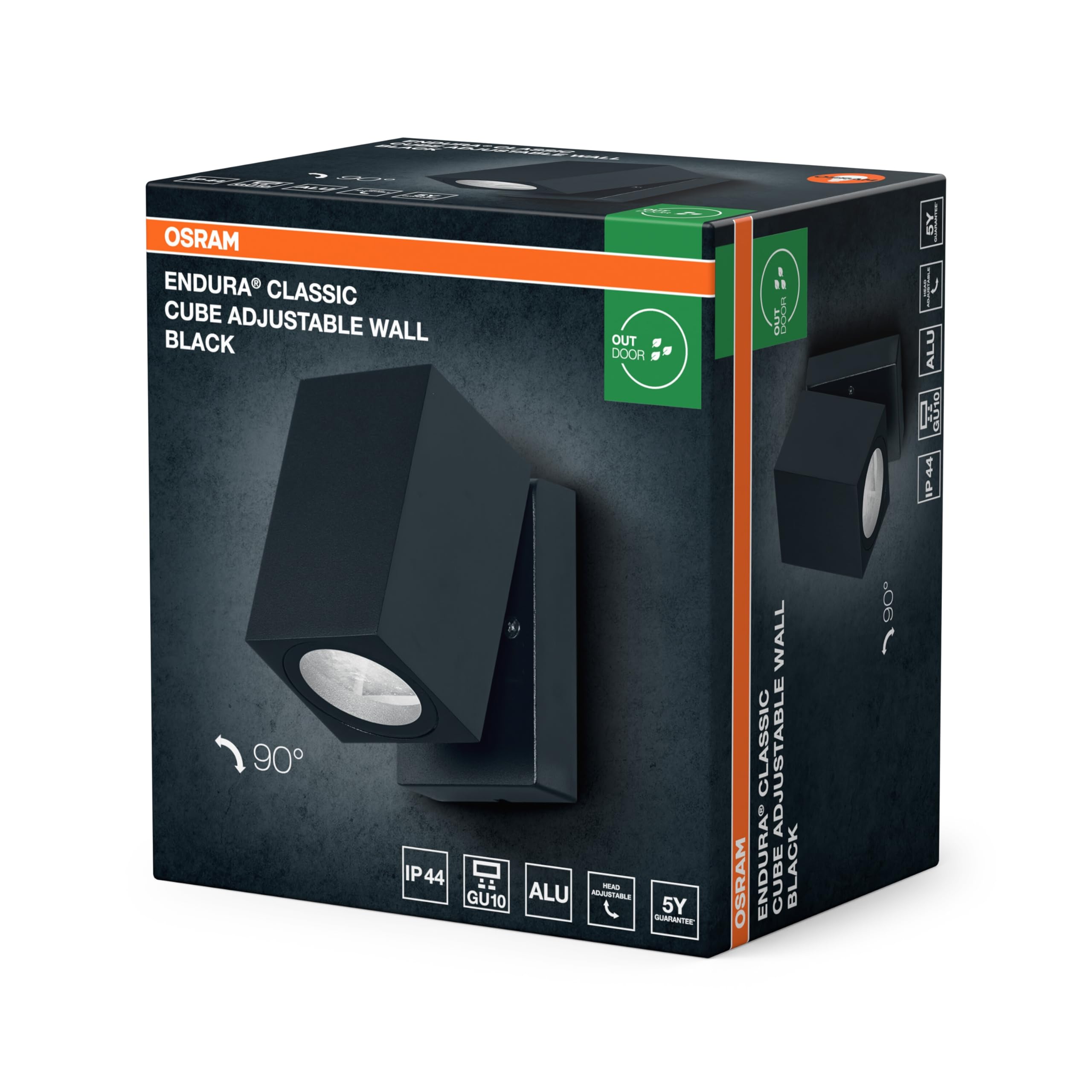 ams OSRAM ENDURA Classic Cube Außen-Wandleuchte GU10 schwarz