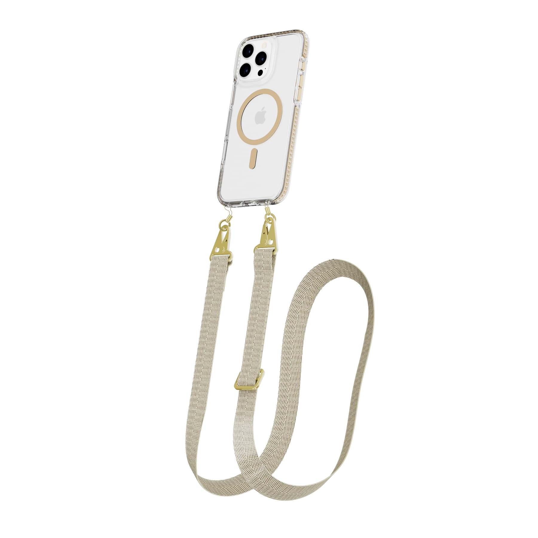 Tech21 EvoCrystal iPhone 16 Pro Max Hülle gold mit Band