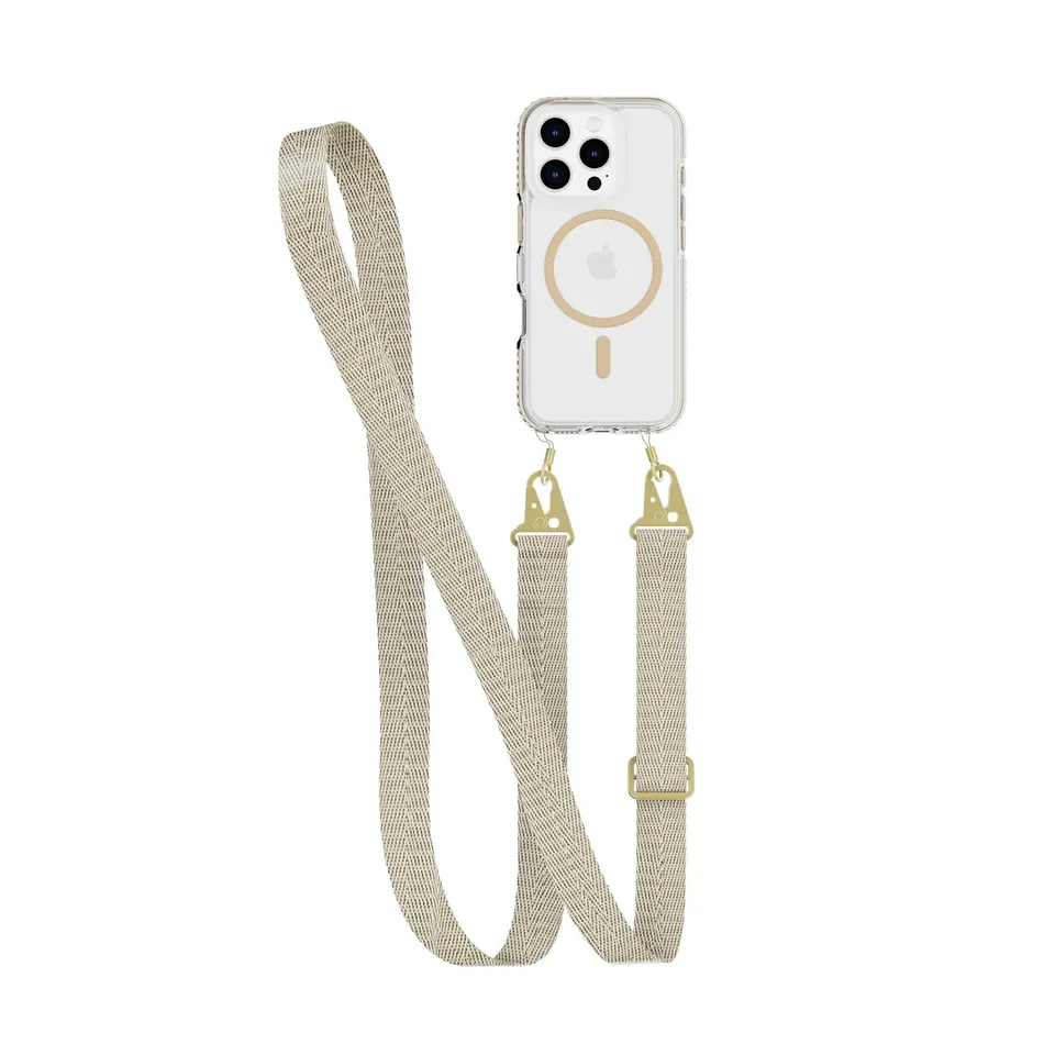 Tech21 EvoCrystal iPhone 16 Pro Handyhülle Gold mit Kette