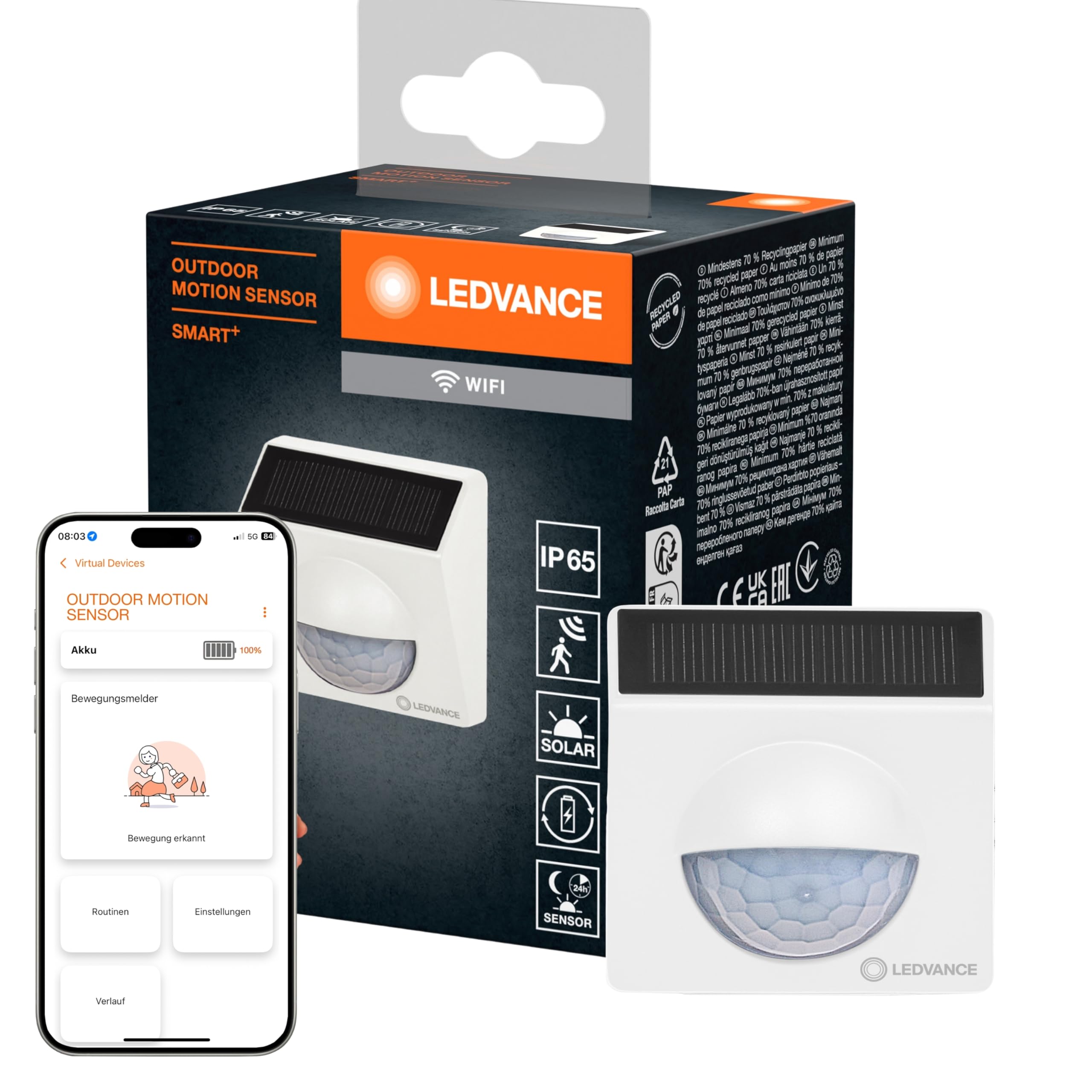 ams OSRAM SMART+ WiFi Bewegungsmelder Outdoor Grau 1er-Pack