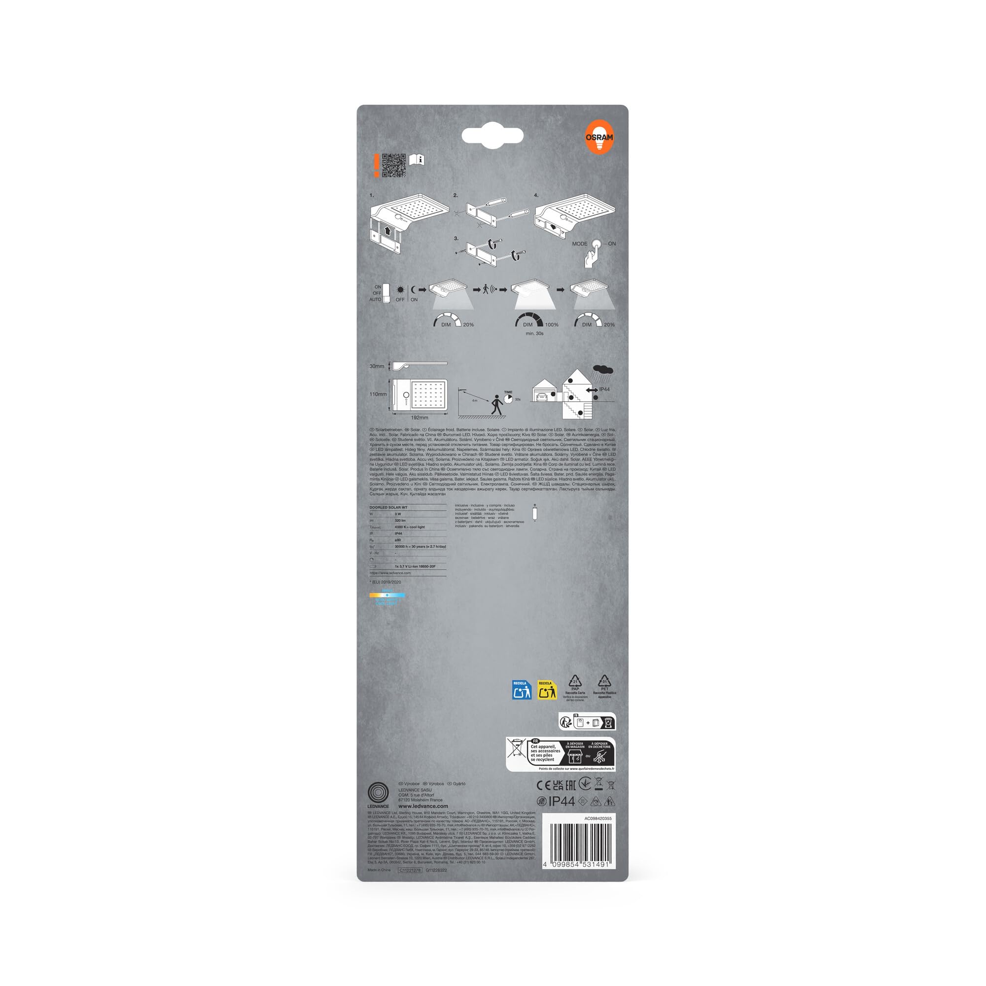 ams OSRAM SMART+ Door Solarleuchte weiß 4000K Sensor