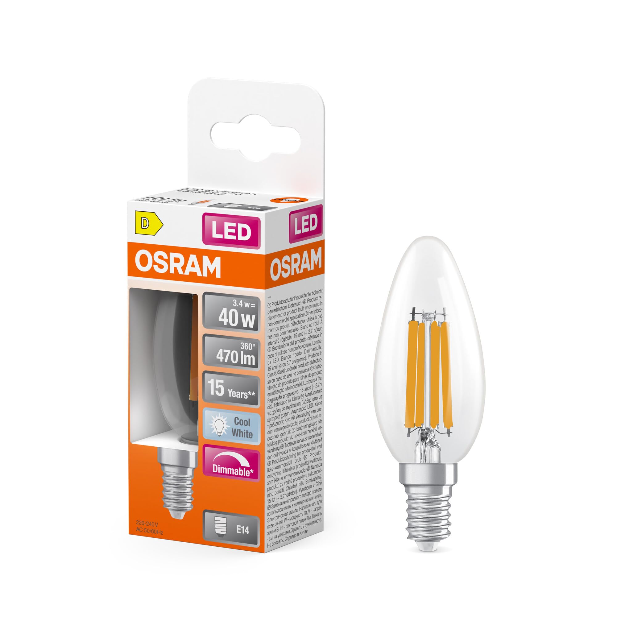 ams OSRAM SMART+ Superstar B 40 Kerze E14 3,4W warmweiß