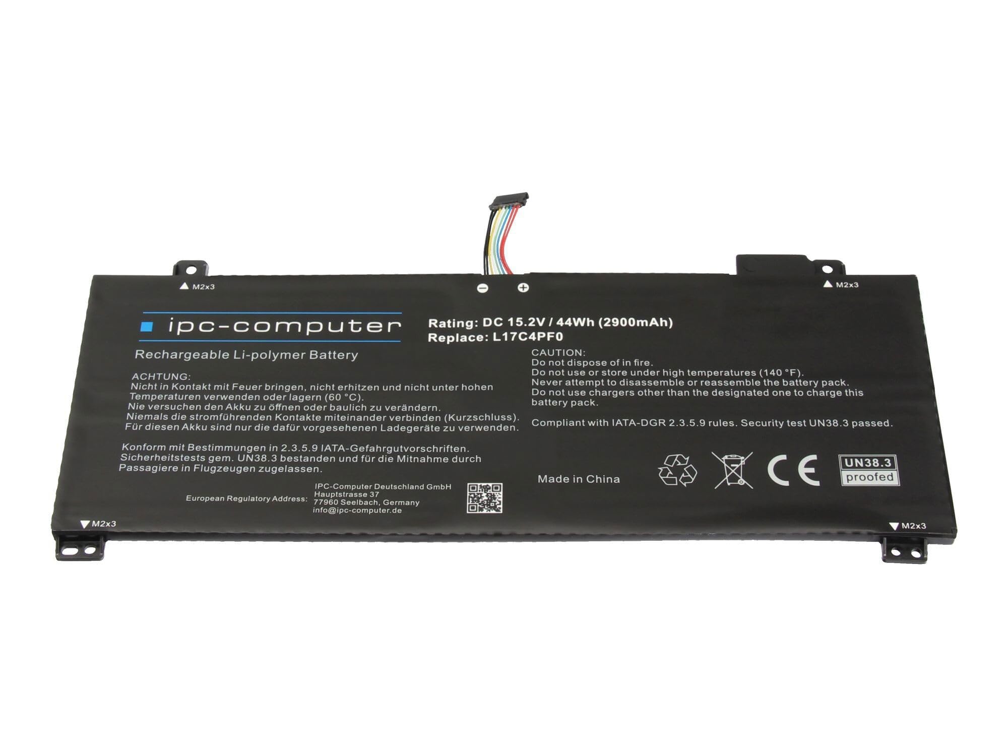 IPC-Computer Akkus L17C4PF0 Laptop Akku 44Wh schwarz