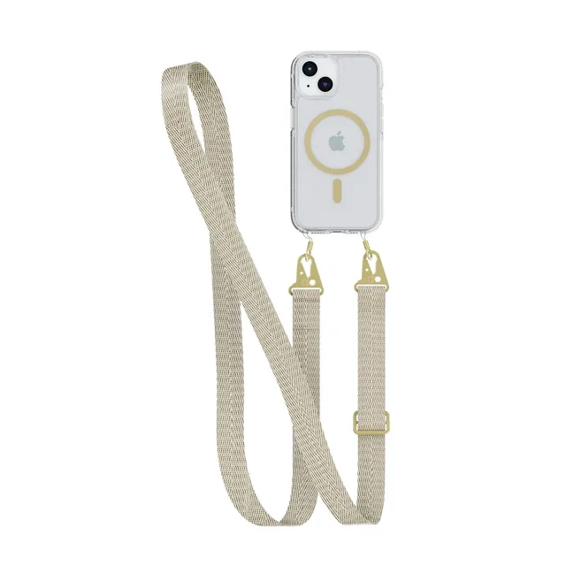 Tech21 FlexQuartz iPhone 15/14/13 Hülle Clear/Gold MagSafe Band