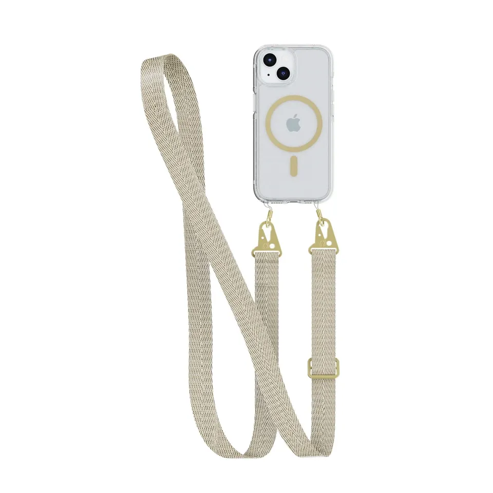 Tech21 FlexQuartz iPhone 15/14/13 Hülle Clear/Gold MagSafe Band