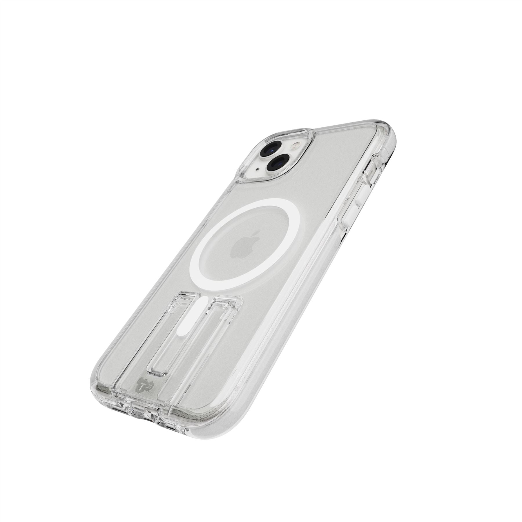Tech21 EvoCrystal Kick iPhone 15 Plus Handyhülle Weiß Ständer