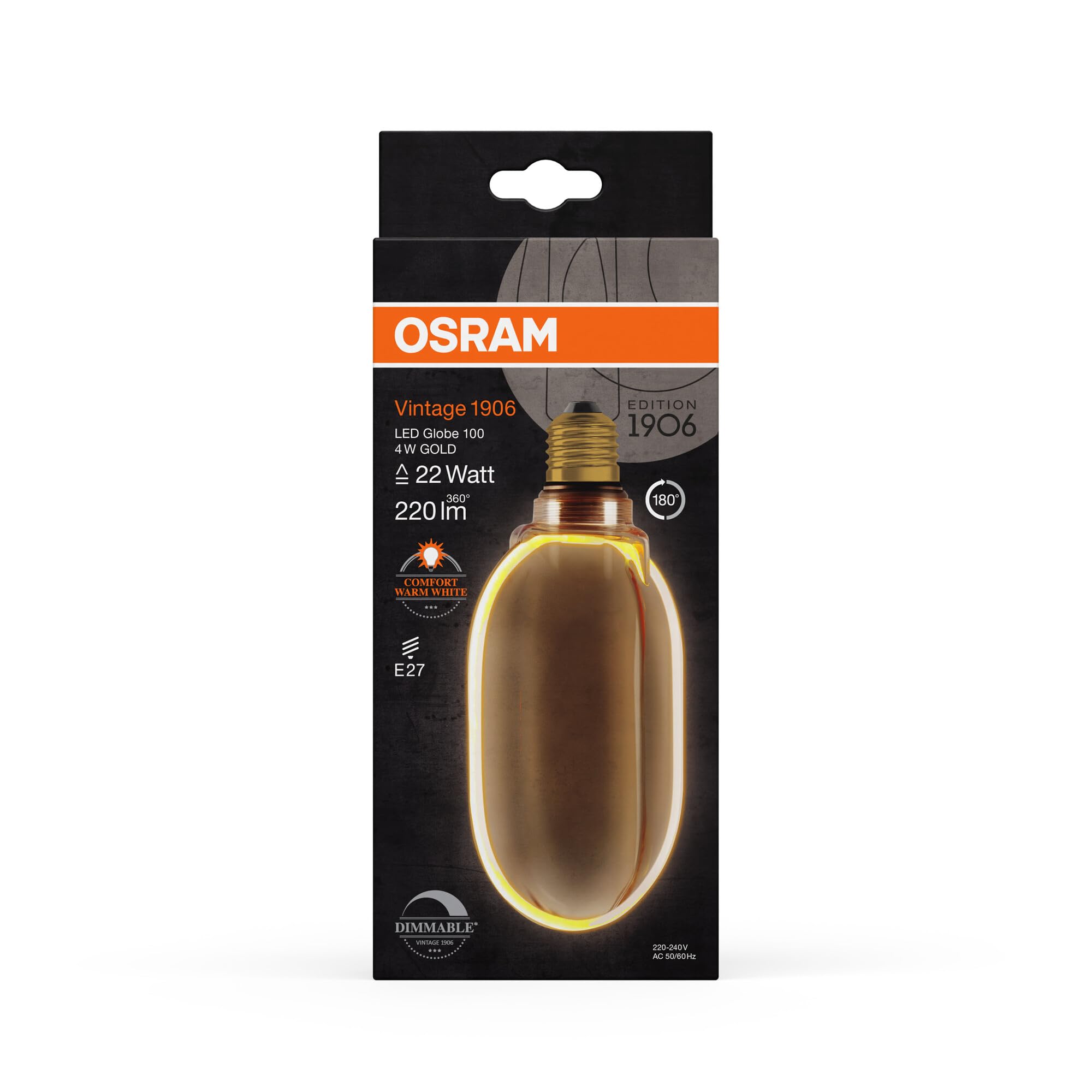 OSRAM SMART+ Vintage 1906 Globe 100 E27 dimmbar gold 4W