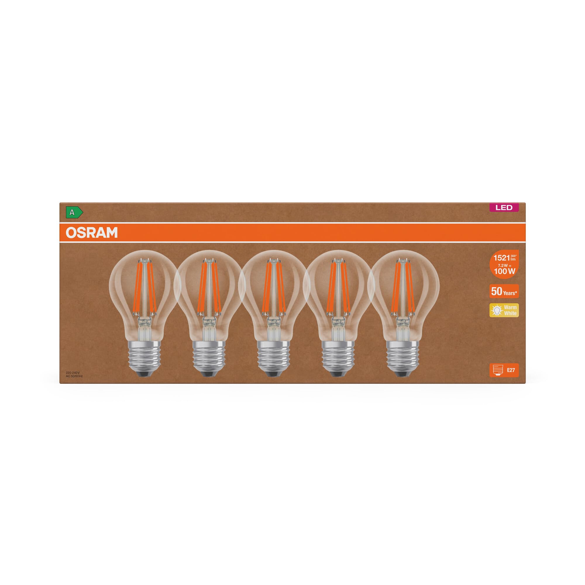 OSRAM SMART+ Filament LED-Birne E27 100W 5er-Pack warmweiß