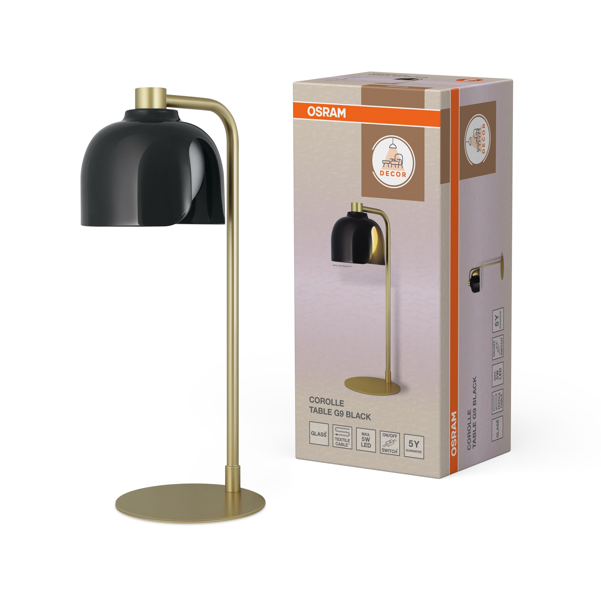 OSRAM Decor Corolle Tischleuchte G9 schwarz Retro