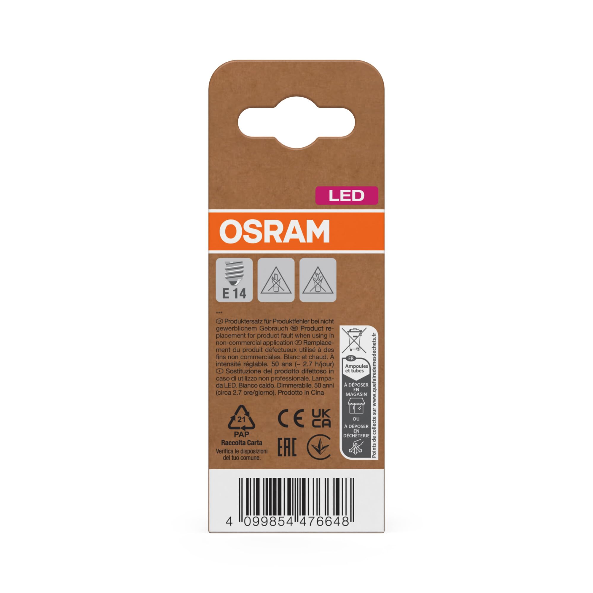 ams OSRAM Classic P 40 LED Tropfen E14 klar dimmbar