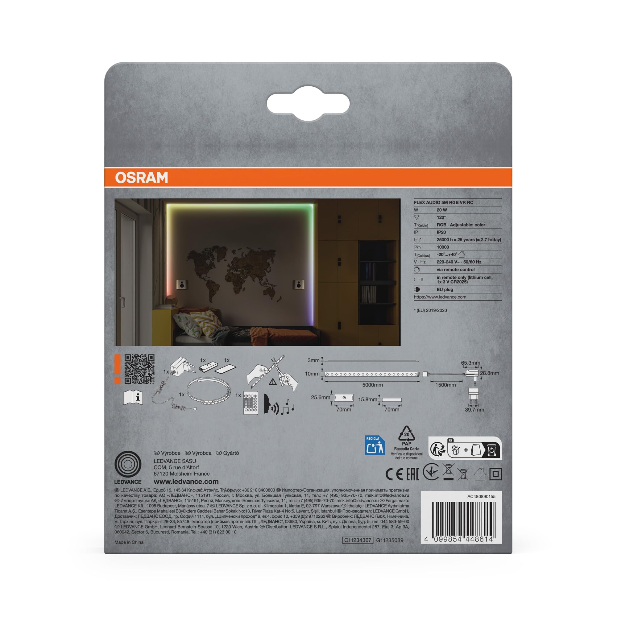 ams OSRAM FLEX AUDIO LED-Streifen 5M weiß 21W RGB