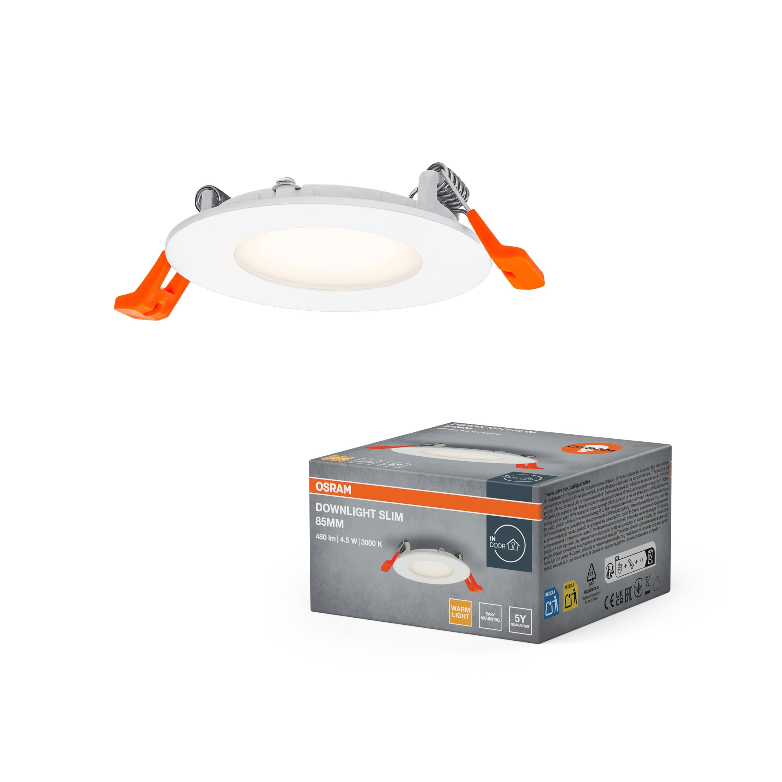 OSRAM Downlight Slim 85mm Einbauleuchte 3000K weiß