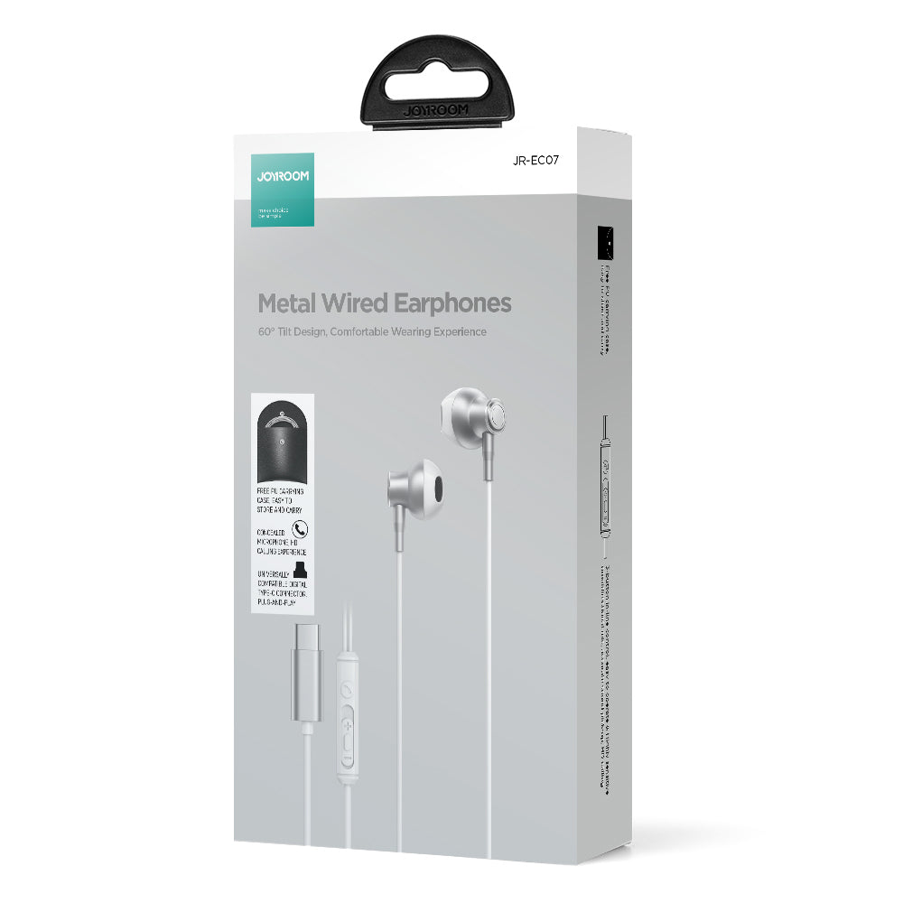 JOYROOM JR-EC07 USB-C Kopfhörer Weiß Halb In-Ear Kabel