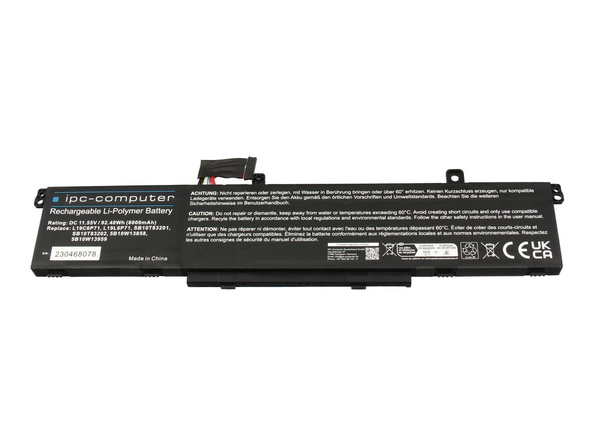IPC-Computer Akkus L19L6P71 Laptop Akku 92Wh schwarz