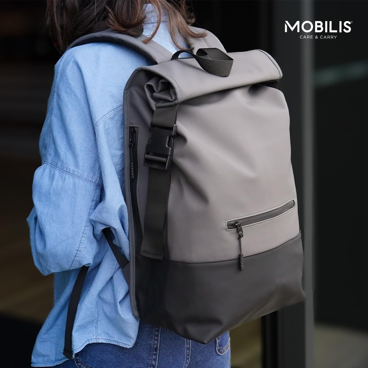 Mobilis Rolltop Laptop-Rucksack 16 Zoll 25L Grau
