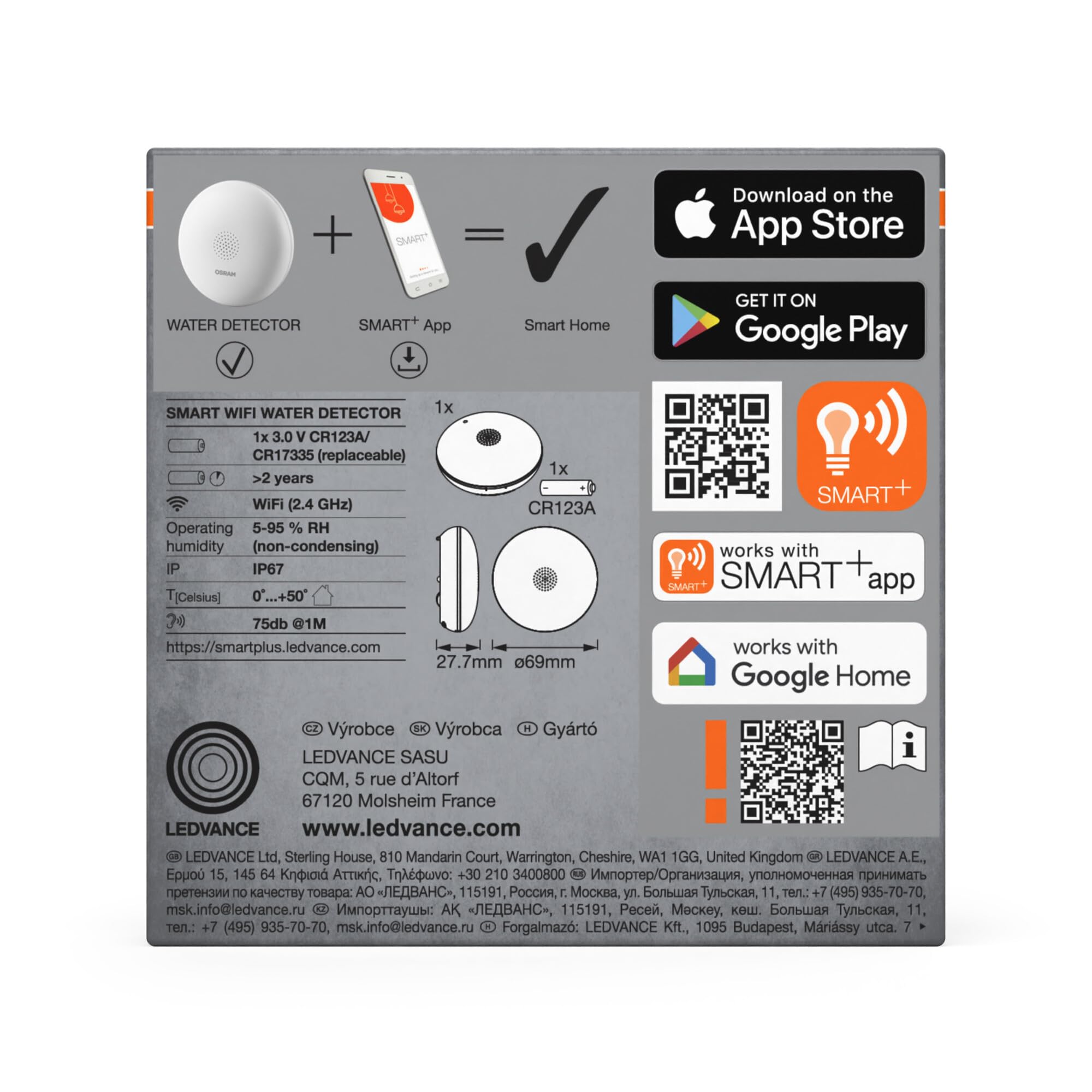 ams OSRAM SMART+ WiFi Wassermelder weiß mit App