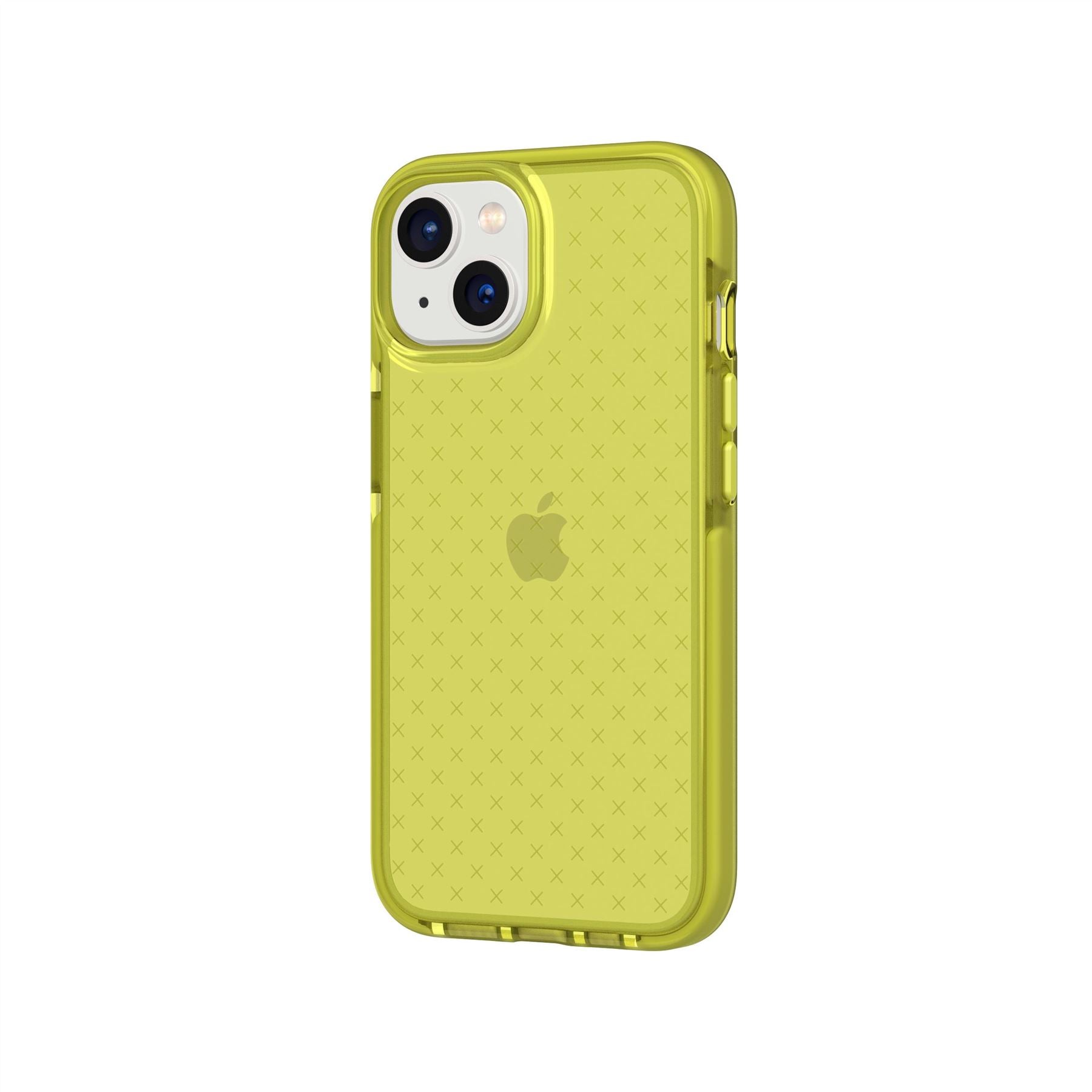 Tech21 EvoCheck iPhone 15/14/13 Hülle Acid Yellow Check