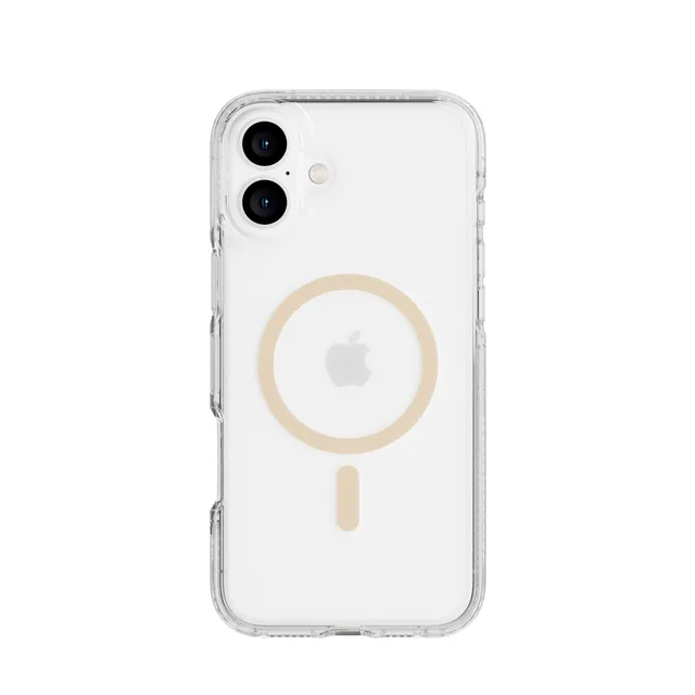 Tech21 FlexQuartz iPhone 16 Plus Handyhülle Gold MagSafe klar