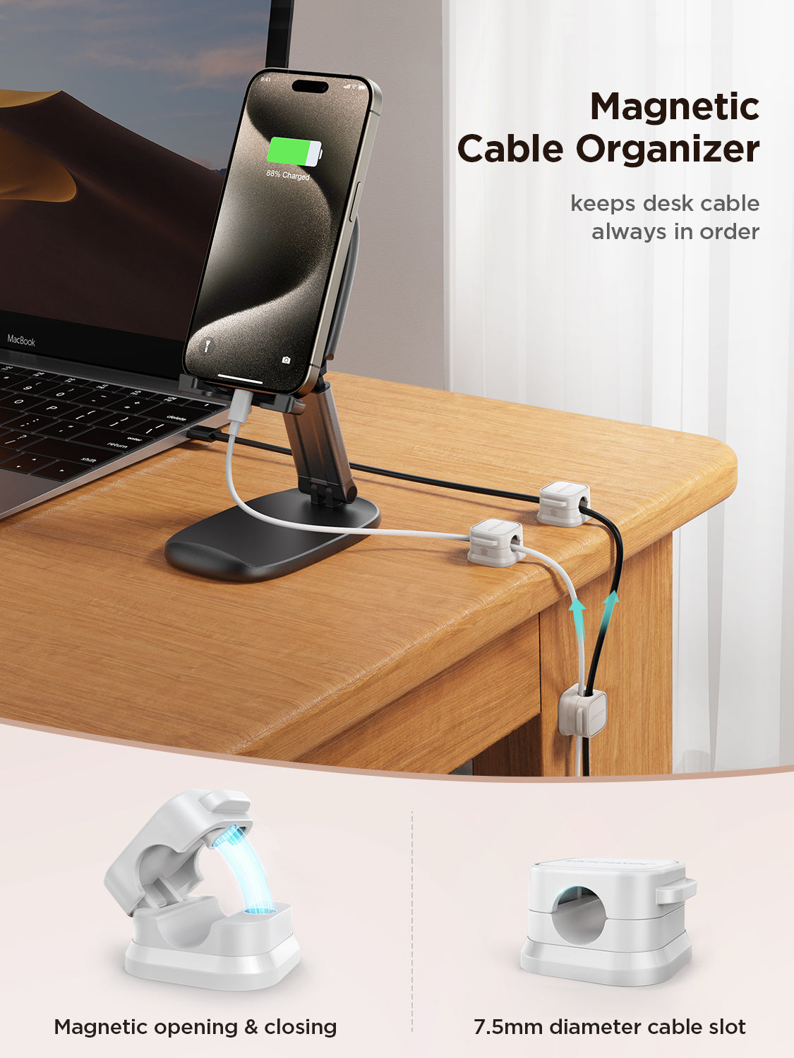 JOYROOM JR-ZS368 Kabelhalter magnetisch 9 Stück schwarz