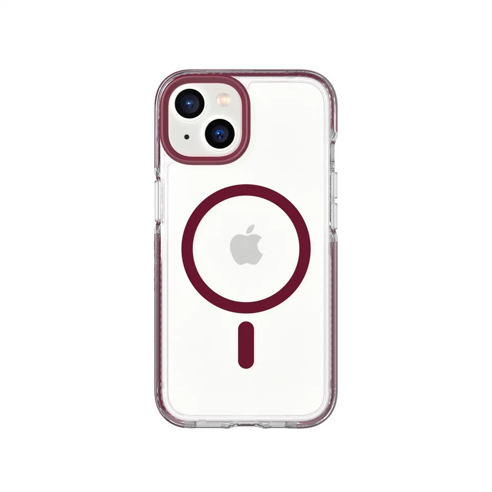 Tech21 EvoCrystal MagSafe iPhone 15/14/13 Hülle Clear Burgundy