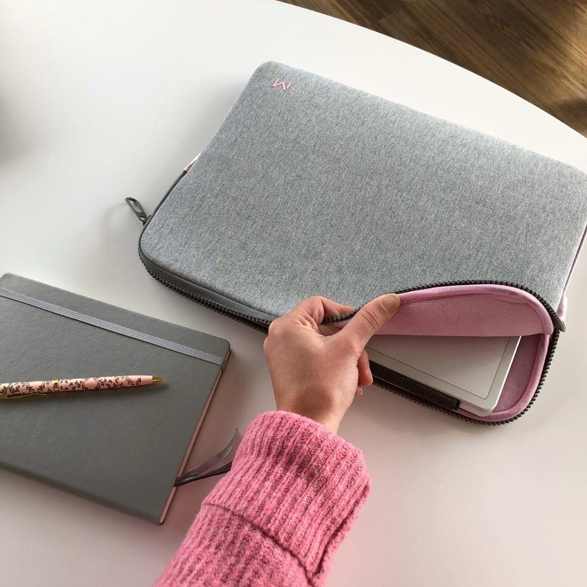 Mobilis Laptop Sleeve 14 Zoll Memory-Foam grau rosa