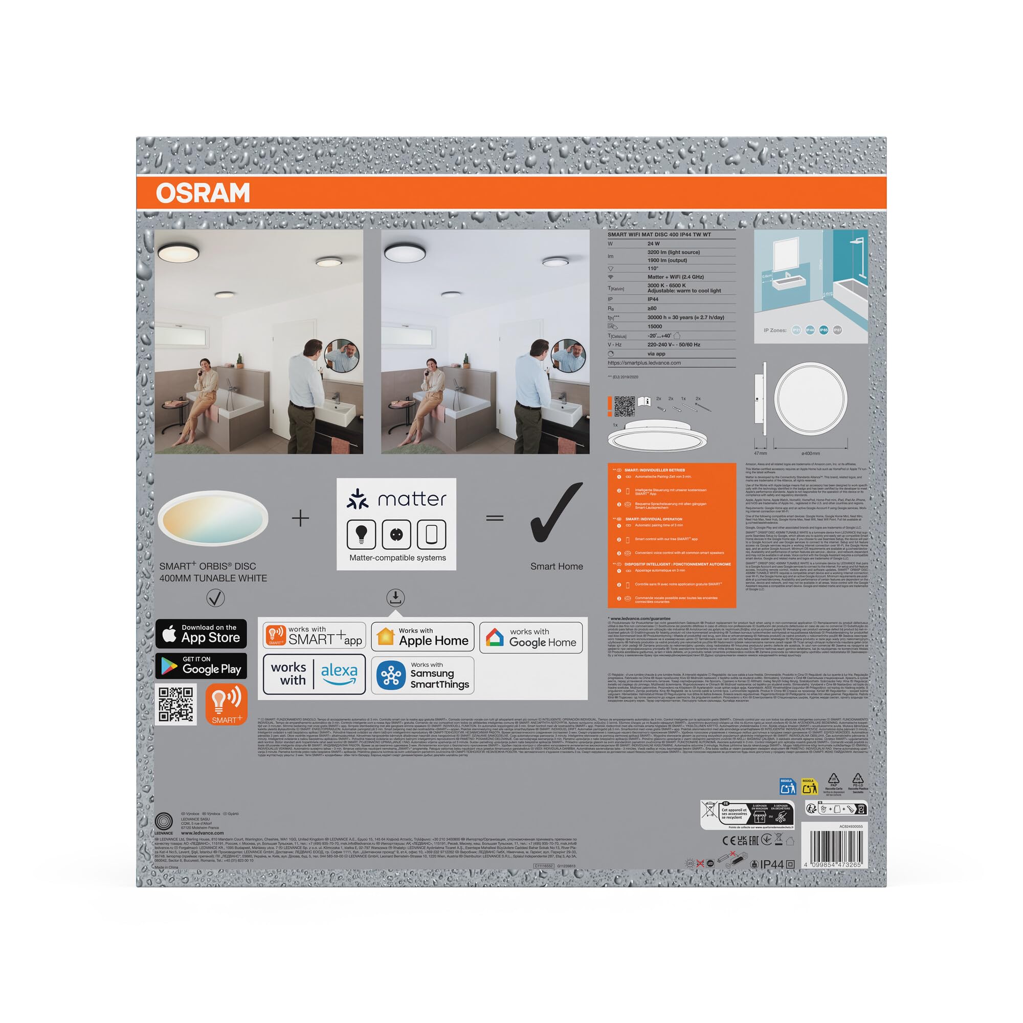 ams OSRAM SMART+ Orbis Disc Badleuchte 40cm weiß TW