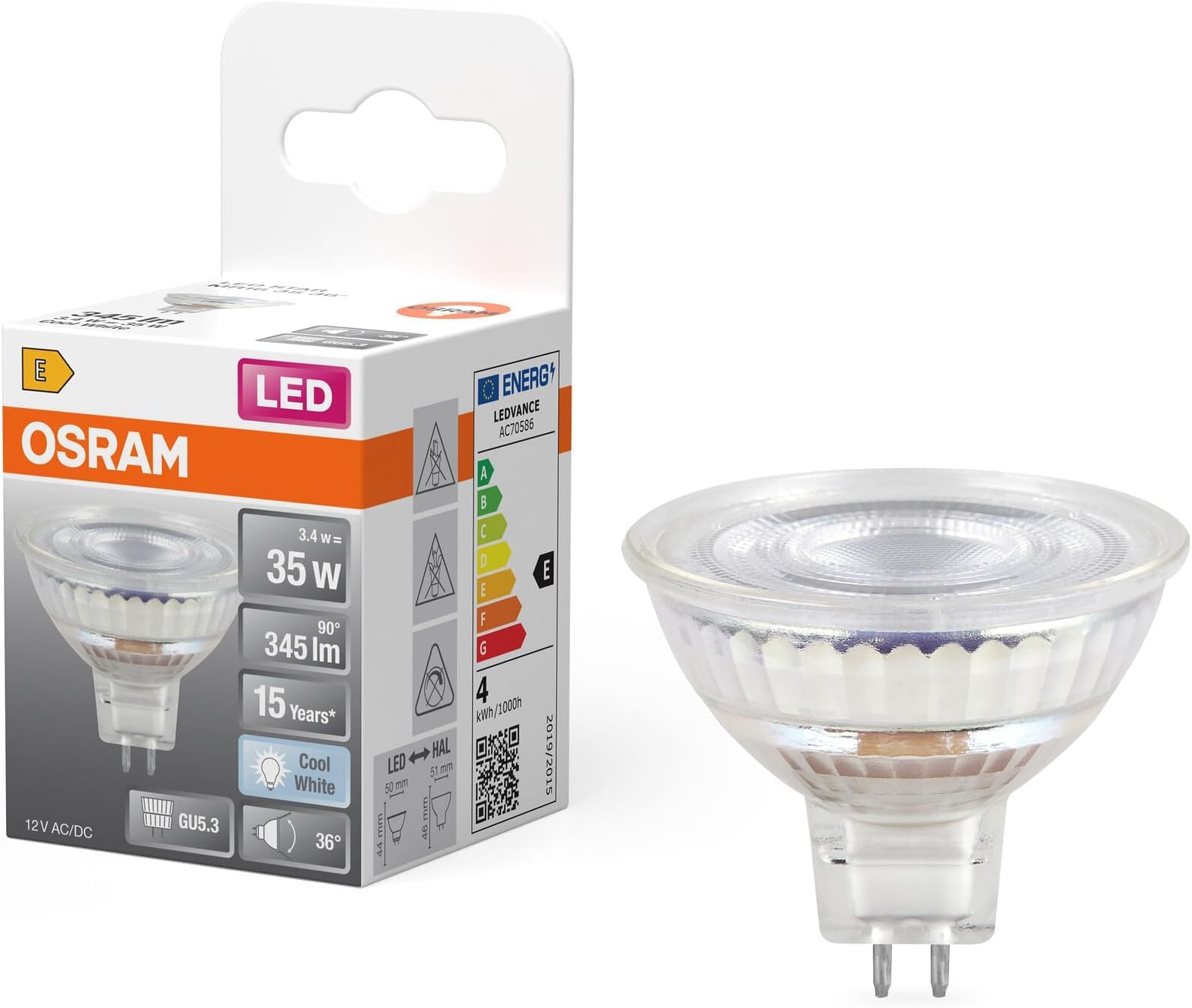 ams OSRAM SMART+ MR16 LED Spot GU5.3 3,4W 4000K 1er-Pack