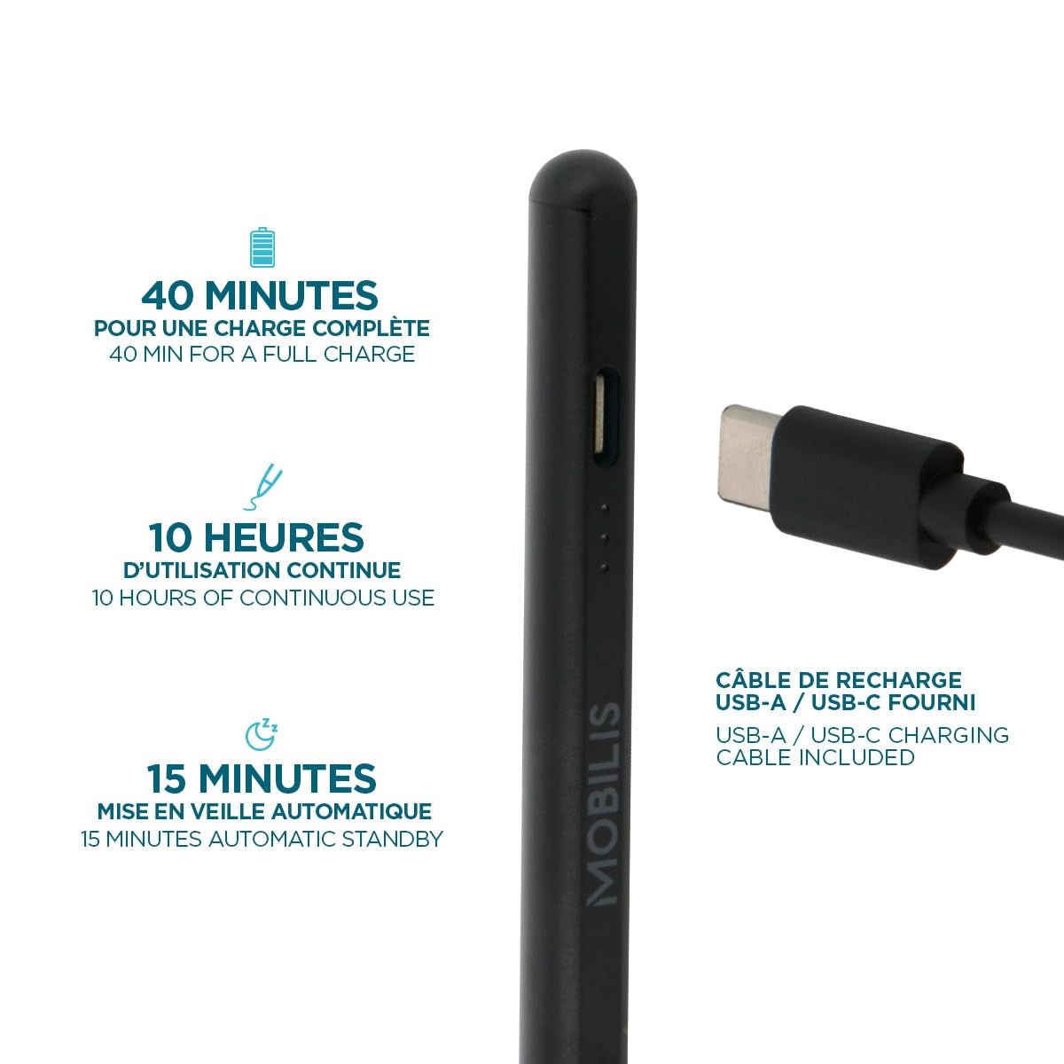 Mobilis Aktiver Stylus Touchscreen Stift iOS Android 1,45mm
