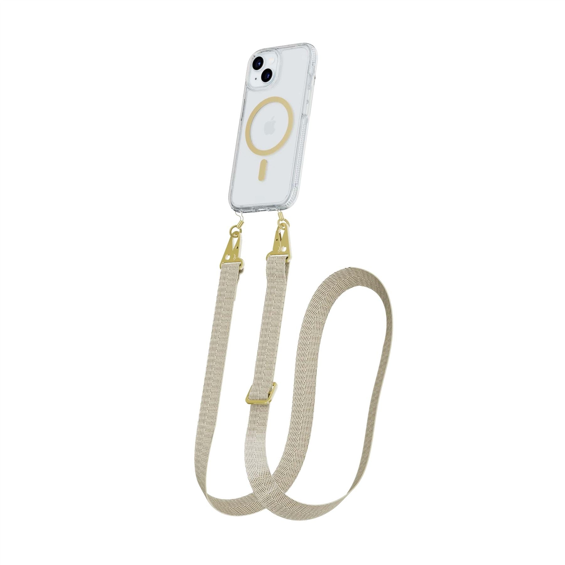 Tech21 FlexQuartz iPhone 15/14/13 Hülle Clear/Gold MagSafe Band