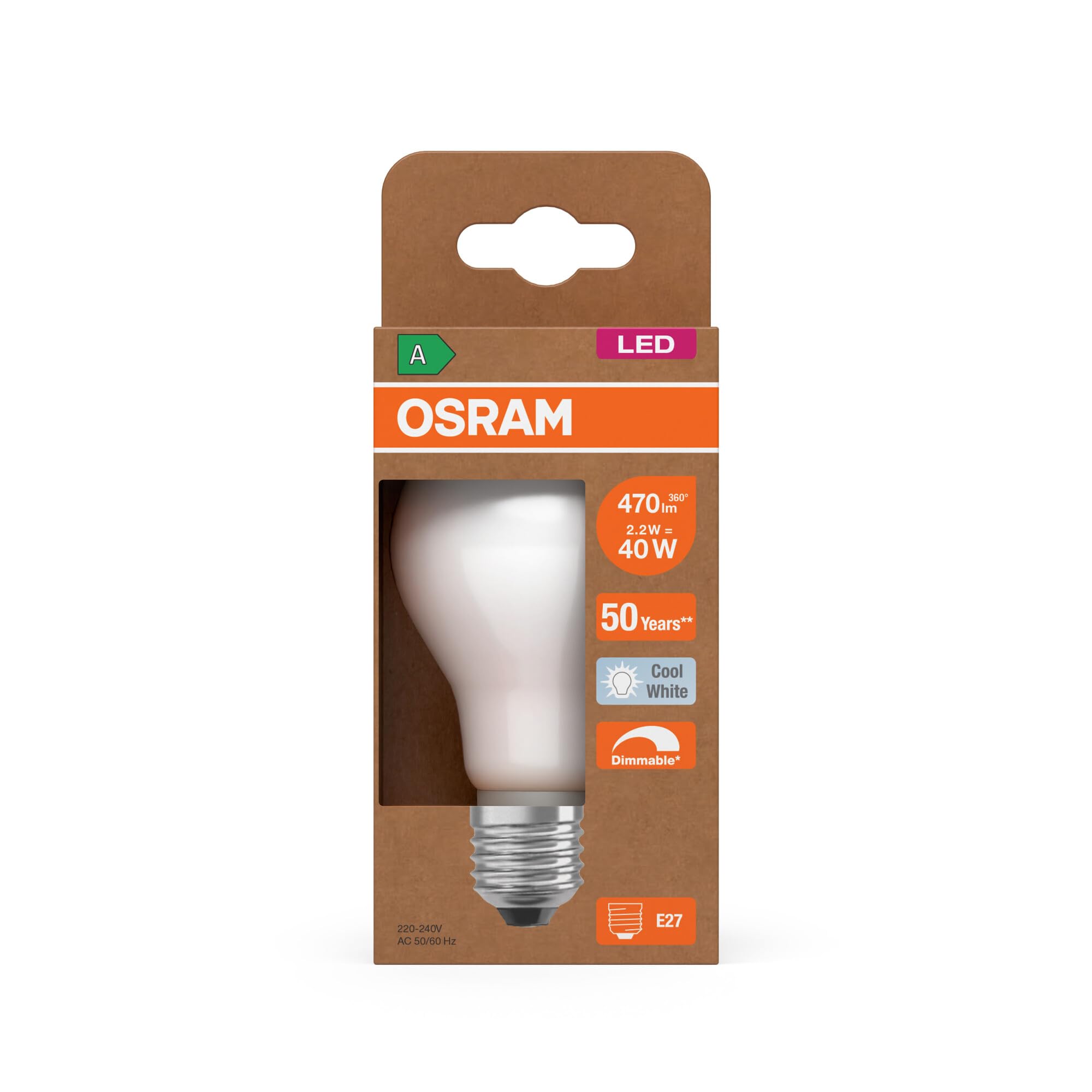 ams OSRAM SMART+ LED Classic A40 E27 2,2W 1er dimmbar