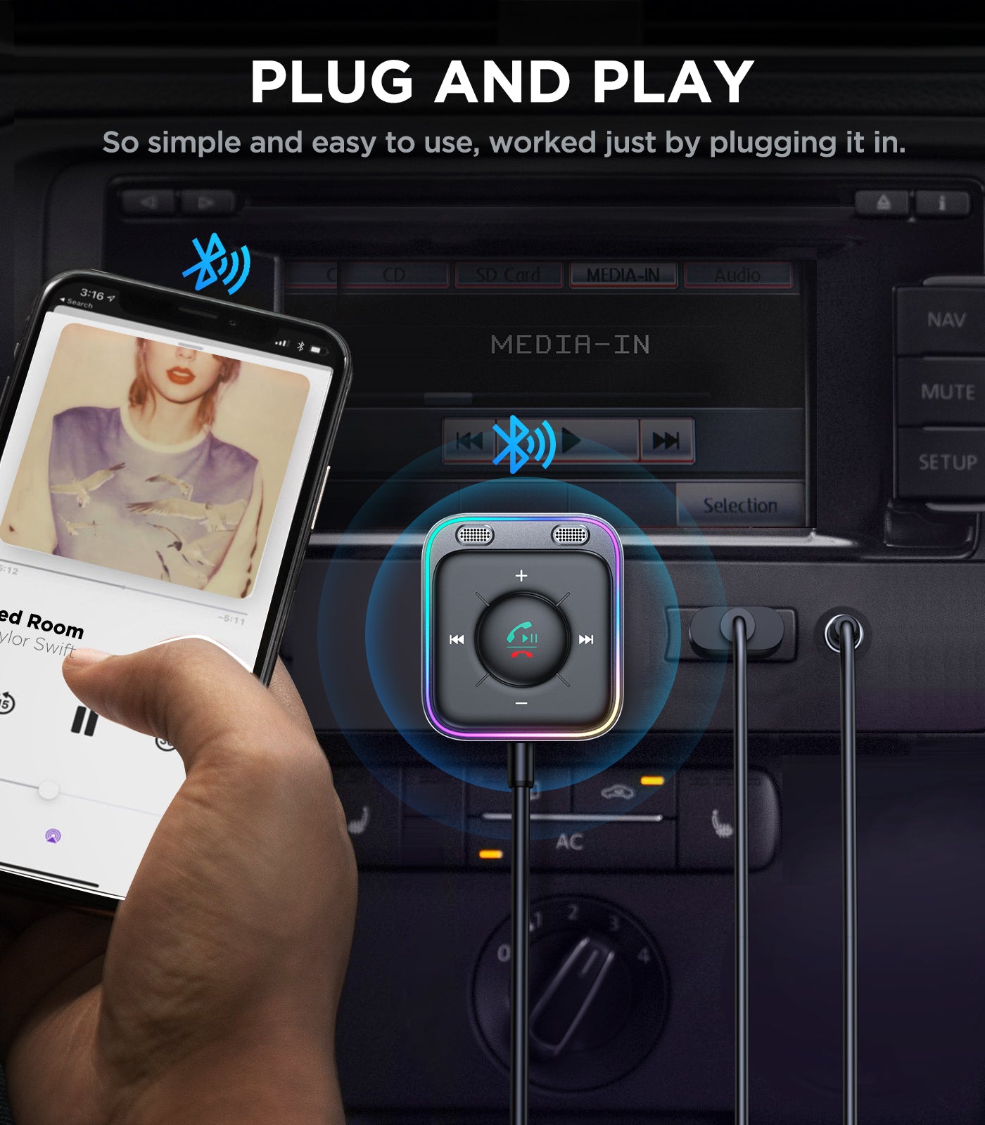 JOYROOM JR-CB3 Bluetooth 5.3 Empfaenger Aux Adapter Schwarz