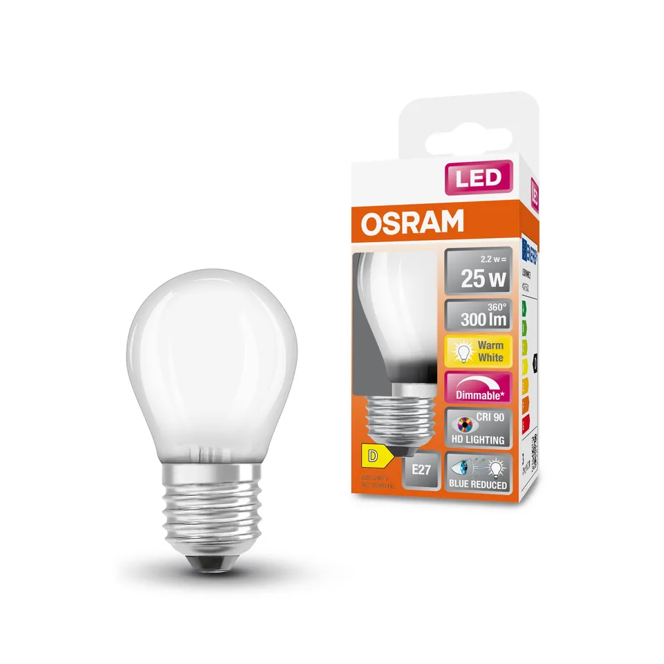 ams OSRAM SUPERSTAR+ Classic P LED E27 Tropfenform 25W warmweiß