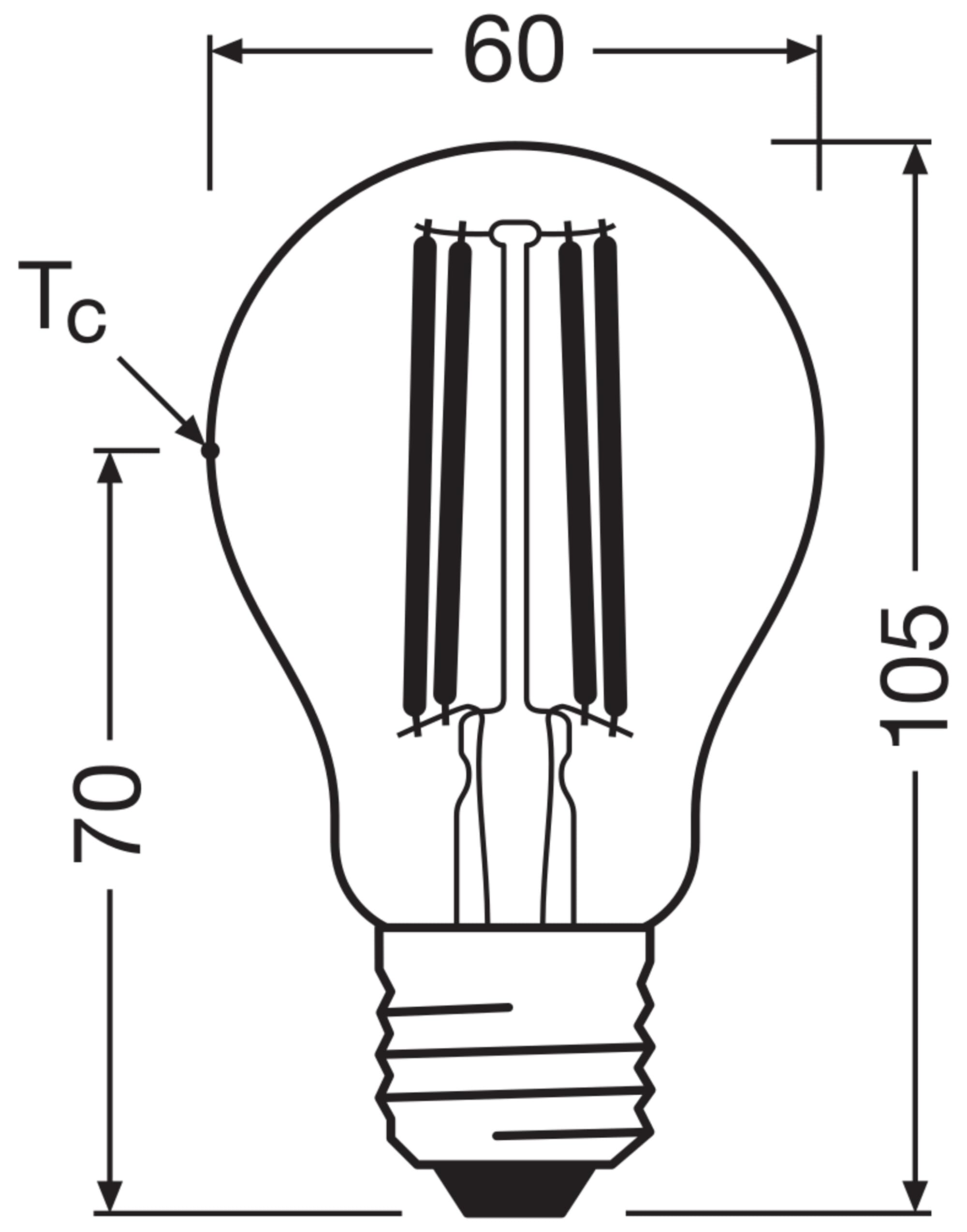 ams OSRAM LED Classic A 60 Filament DIM E27 Energieklasse A