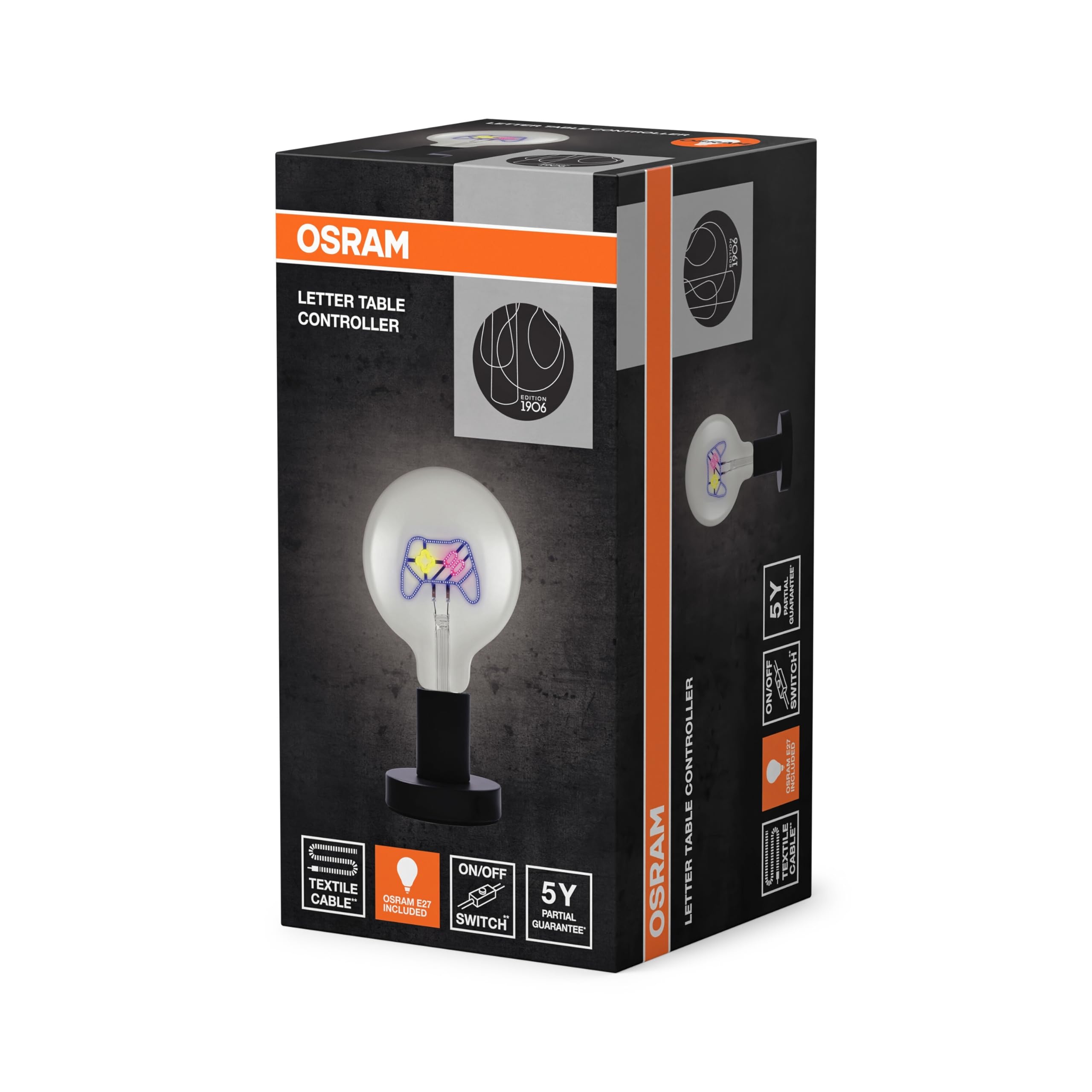 OSRAM 1906 Letter Controller Tischleuchte E27 schwarz