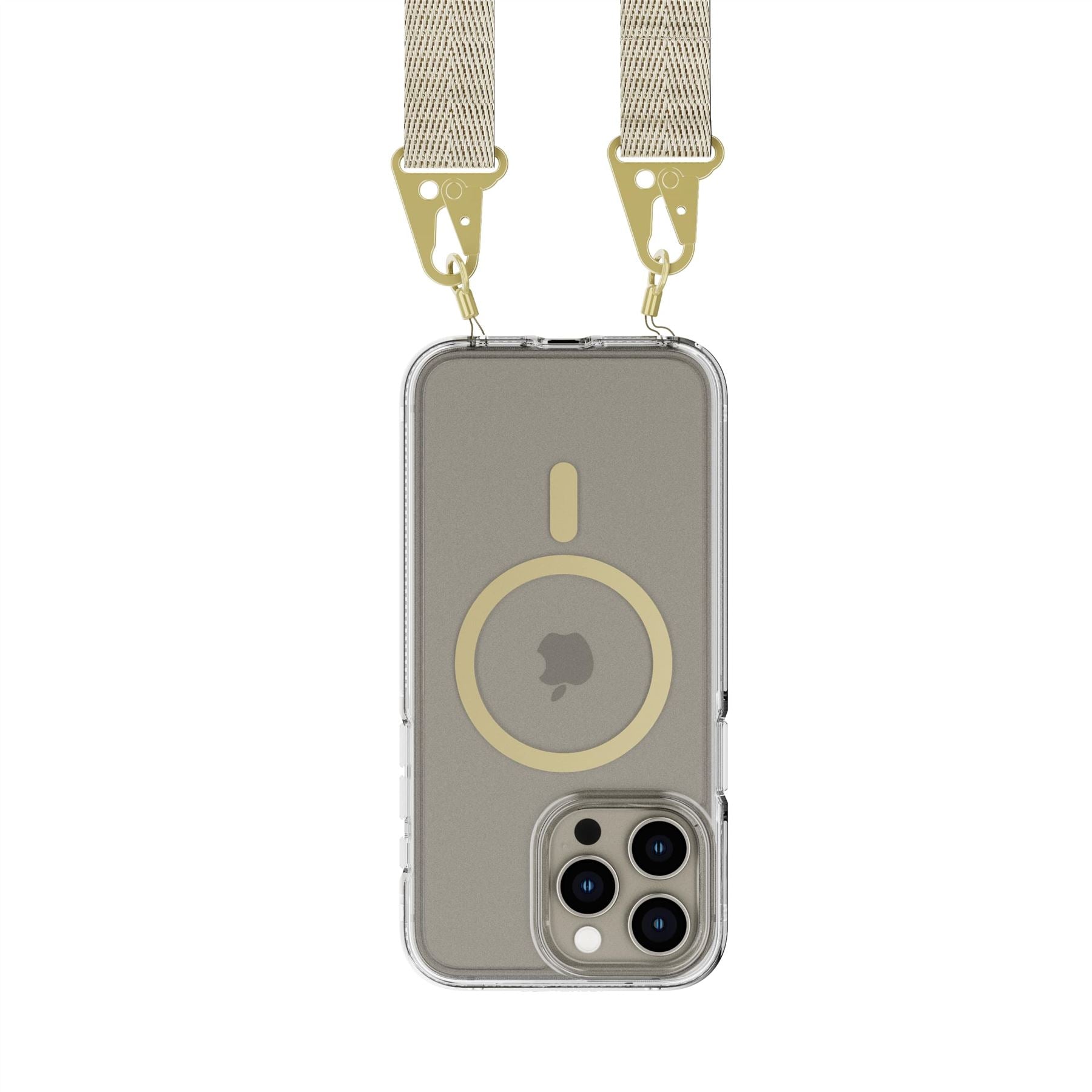 Tech21 FlexQuartz iPhone 15 Pro Max Hülle Gold Umhängeband