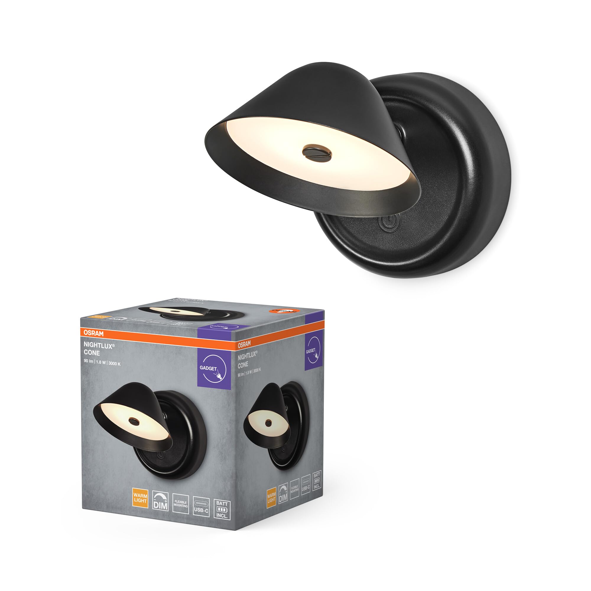 OSRAM SMART+ Nightlux Cylinder LED-Leuchte schwarz 3000K Akku