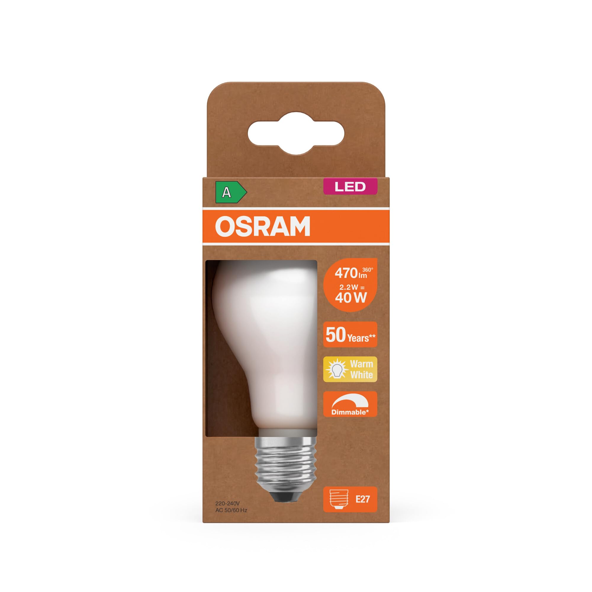 ams OSRAM SMART+ Classic A LED-Lampe E27 40W dimmbar